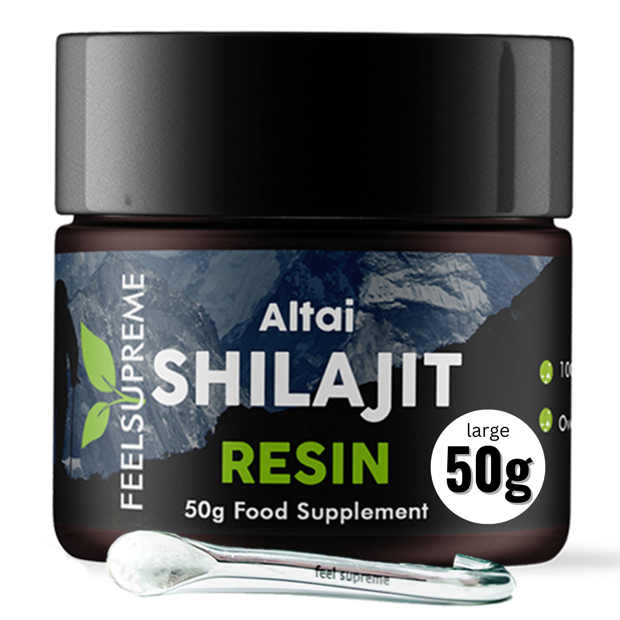 Natural Black Altai Shilajit Resin Large (50g) Pot | 100% Pure Additive Free | 80 Trace Feel Supreme Au supplements