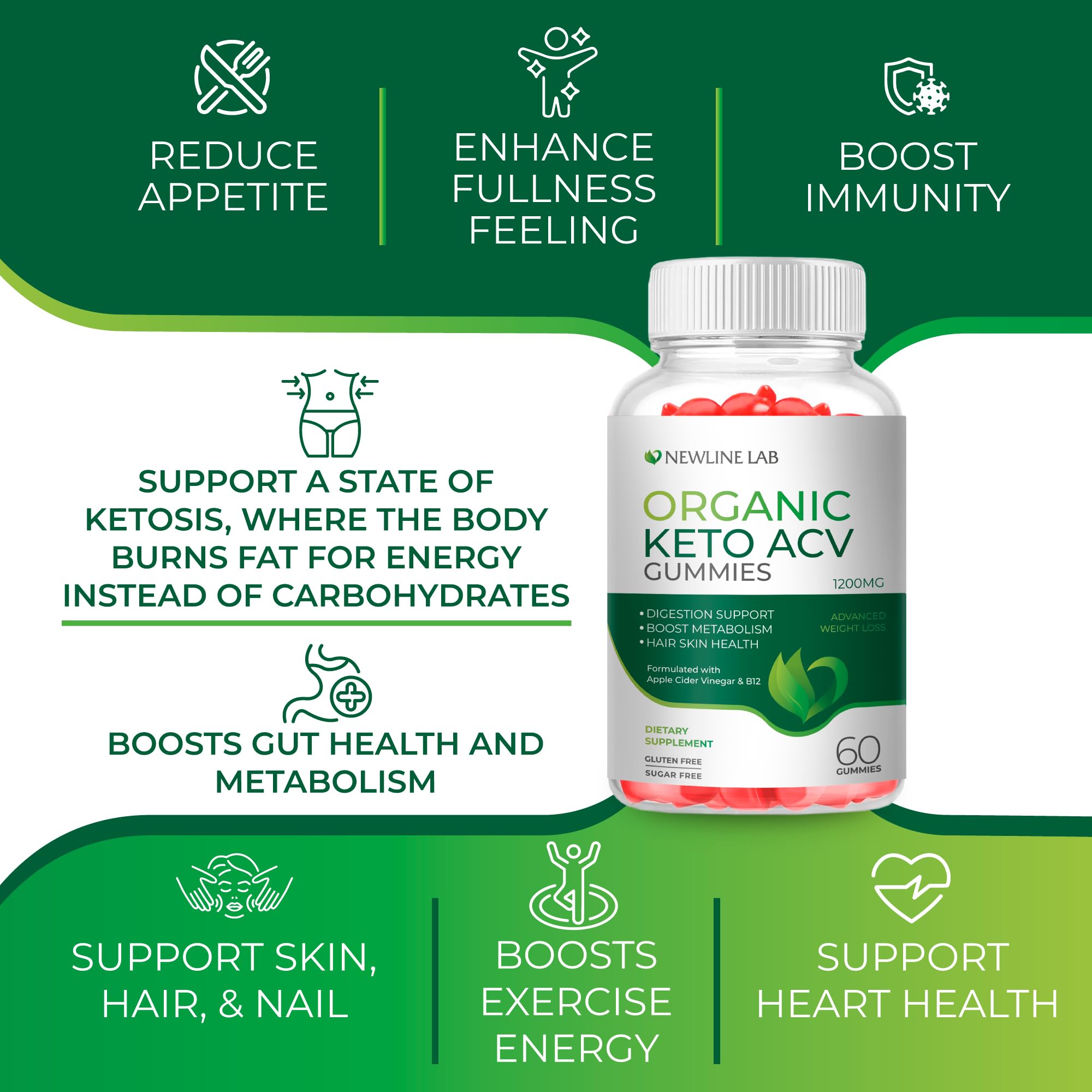 Organic Keto ACV Gummies for Advanced Weight Loss Fat Burn - Sugar Gluten Free Apple Newline Lab Au supplements