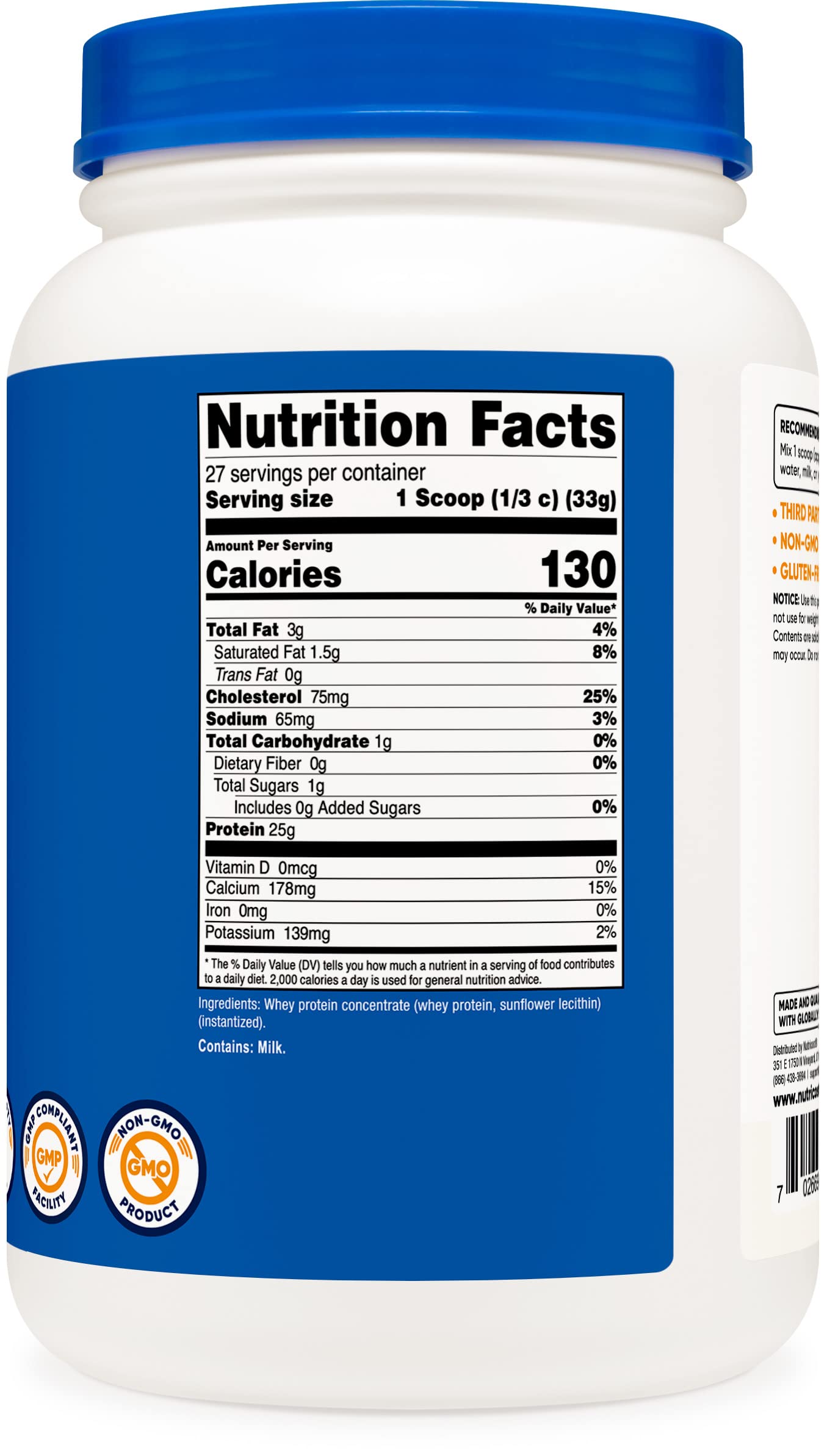 Nutricost Whey Protein Concentrate (Unflavored) 2LBS - Gluten Free & Non-GMO Nutricost Au supplements