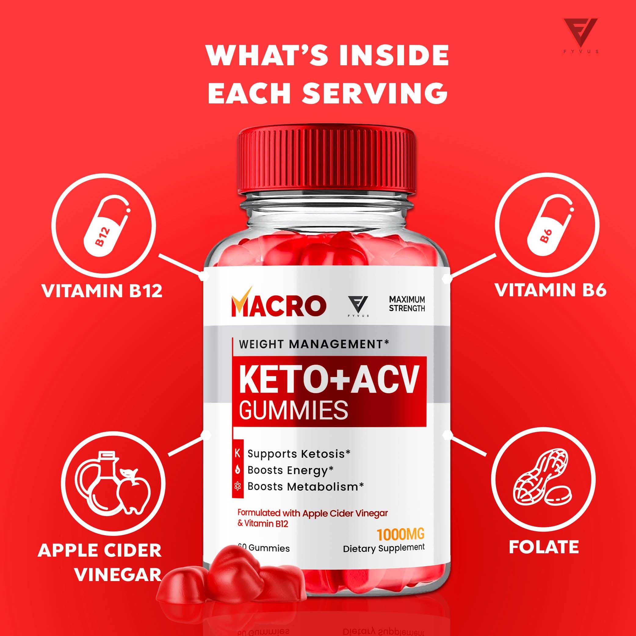 Macro Keto ACV Gummies Advanced Apple Cider Vinegar Vitamin Supplement Fyvus Au supplements