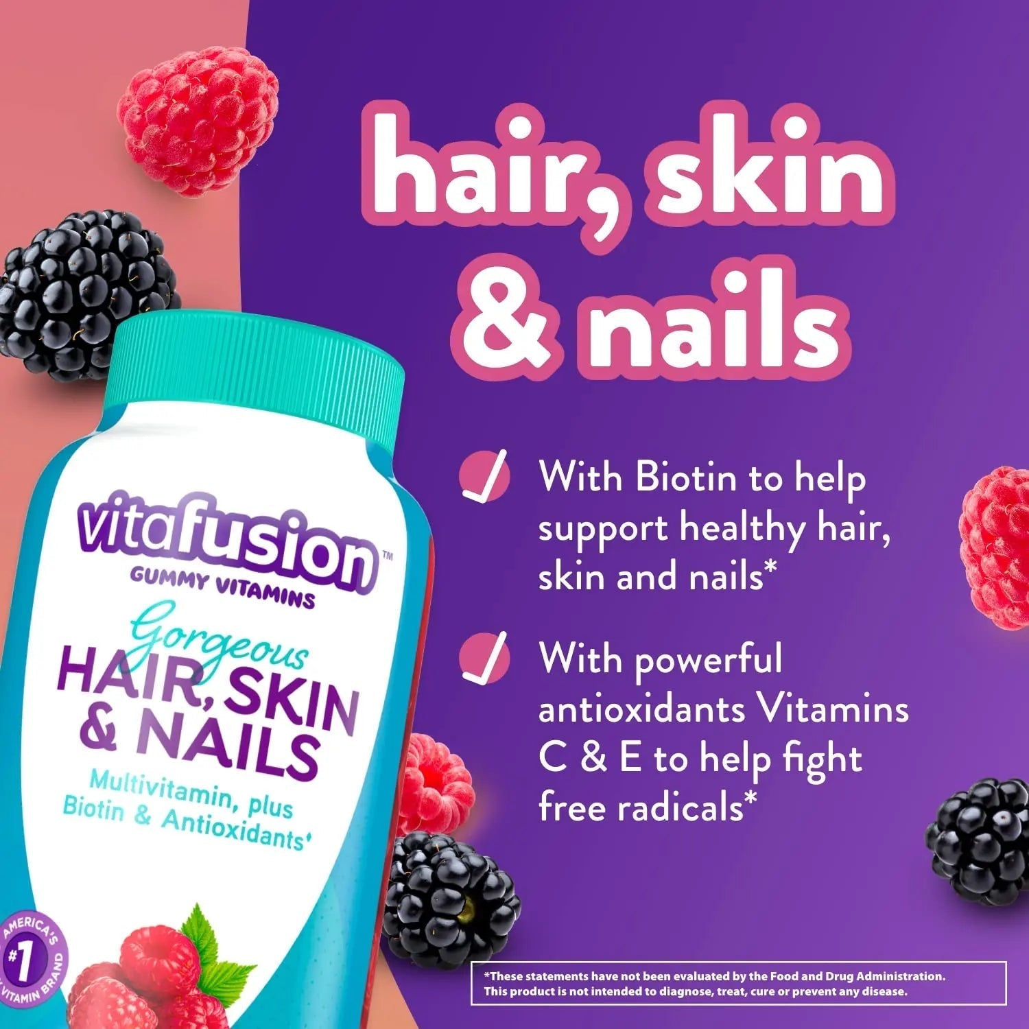 Vitafusion Gorgeous Hair, Skin & Nails Multivitamin Plus Power C Vitamin C Gummies for Immune Support Bundle, 135ct & 150 Count Vitafusion Au supplements