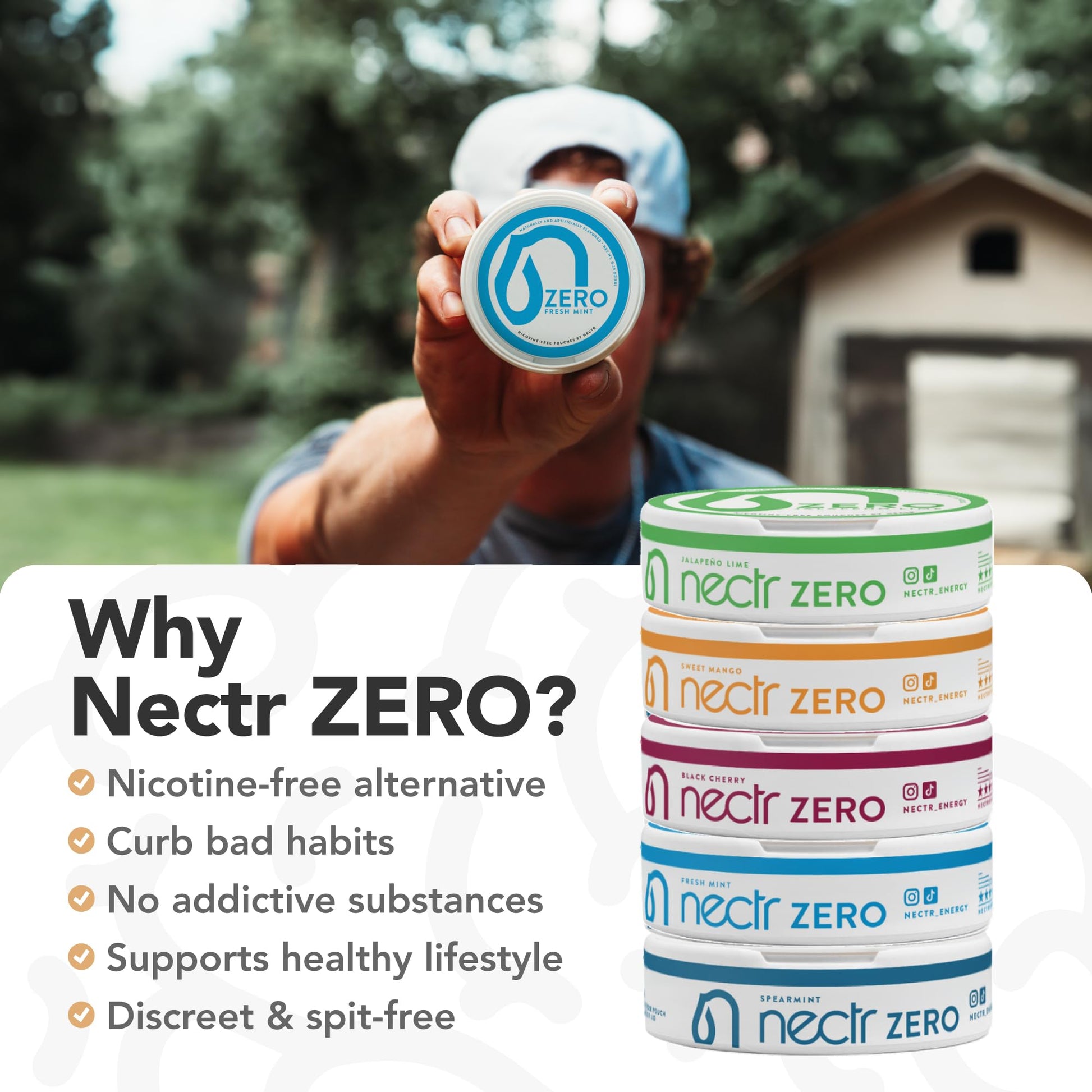 Nectr Energy Zero Pouches - No Caffeine, No Sugar, Zero Calories Mini Pouches for Oral Fixation and Stress Relief - 4 Pucks of 20 - Sweet Mango Flavor Nectr Au supplements
