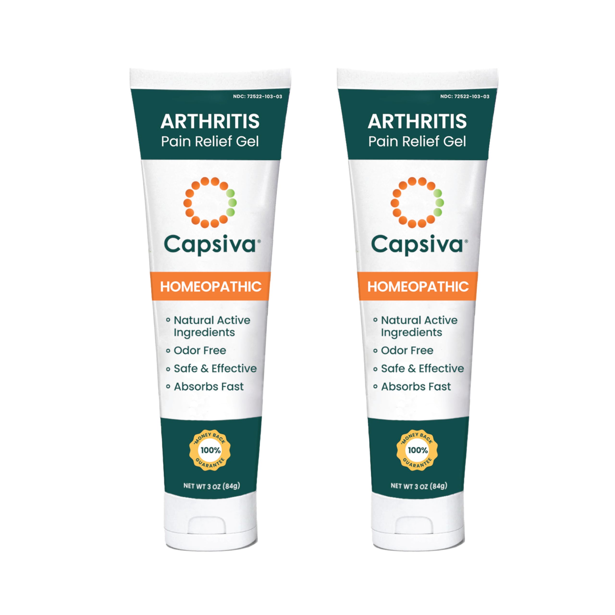 Capsiva Pain Relief Topical 3oz Tube, 2 Pack, for Your Hands, Neck, Back, Joints, Non-Greasy, No Burn, Odor Free, Homeopathic Active Ingredients, Contains Capsaicin & Arnica, Absorbs Fast Capsiva Au supplements