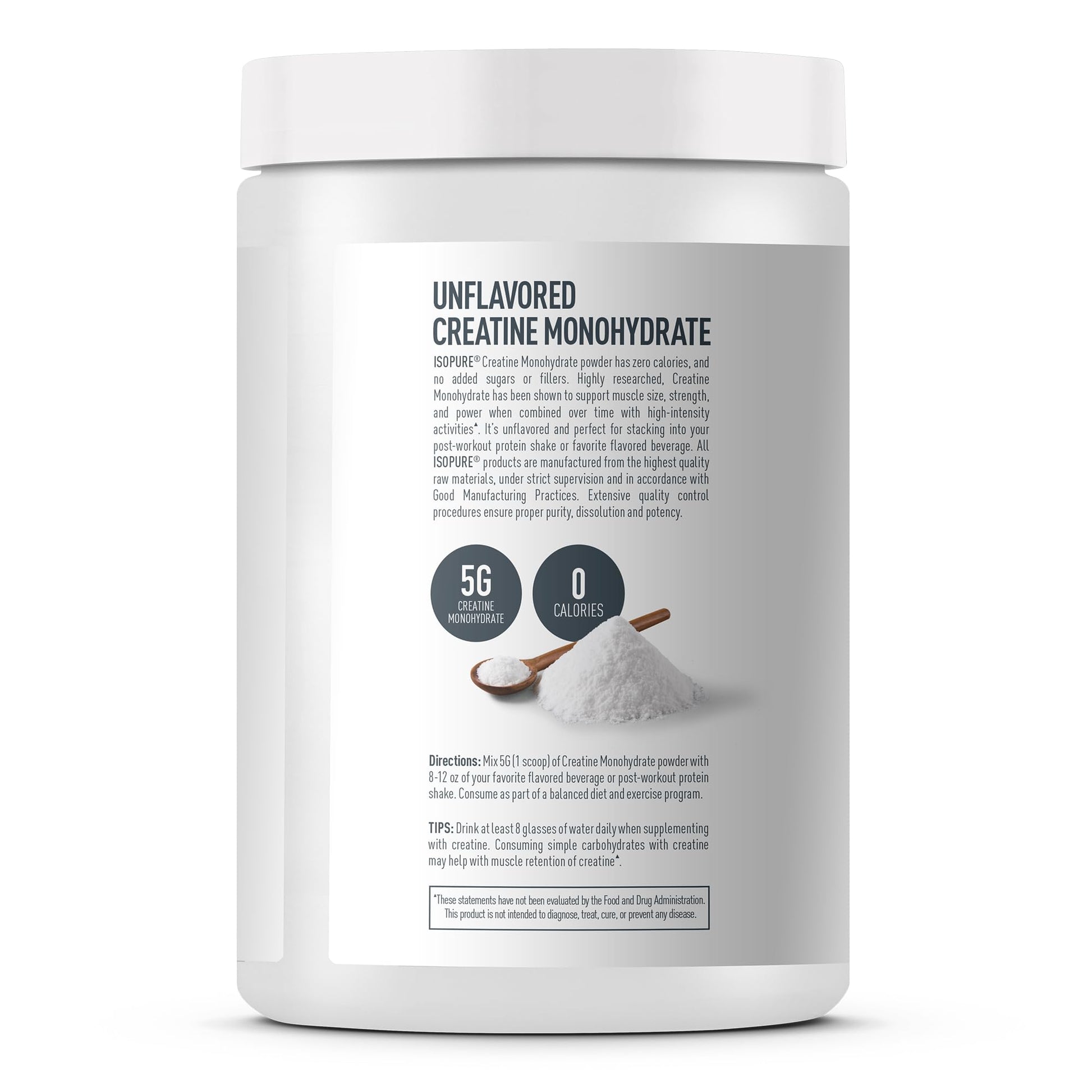 Isopure 100% Pure Creatine Monohydrate Powder, Sugar Free, Unflavored, 5g Creatine Monohydrate Per Serving, 1.1 Lbs, 100 Servings Isopure Au supplements