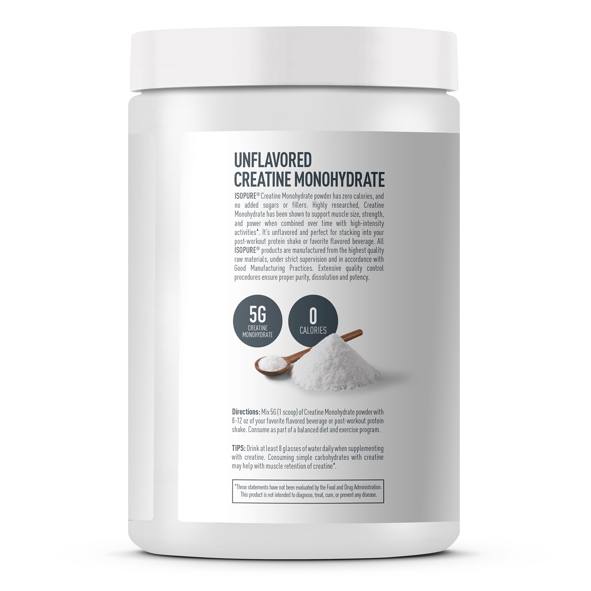 Isopure 100% Pure Creatine Monohydrate Powder, Sugar Free, Unflavored, 5g Creatine Monohydrate Per Serving, 1.1 Lbs, 100 Servings Isopure Au supplements