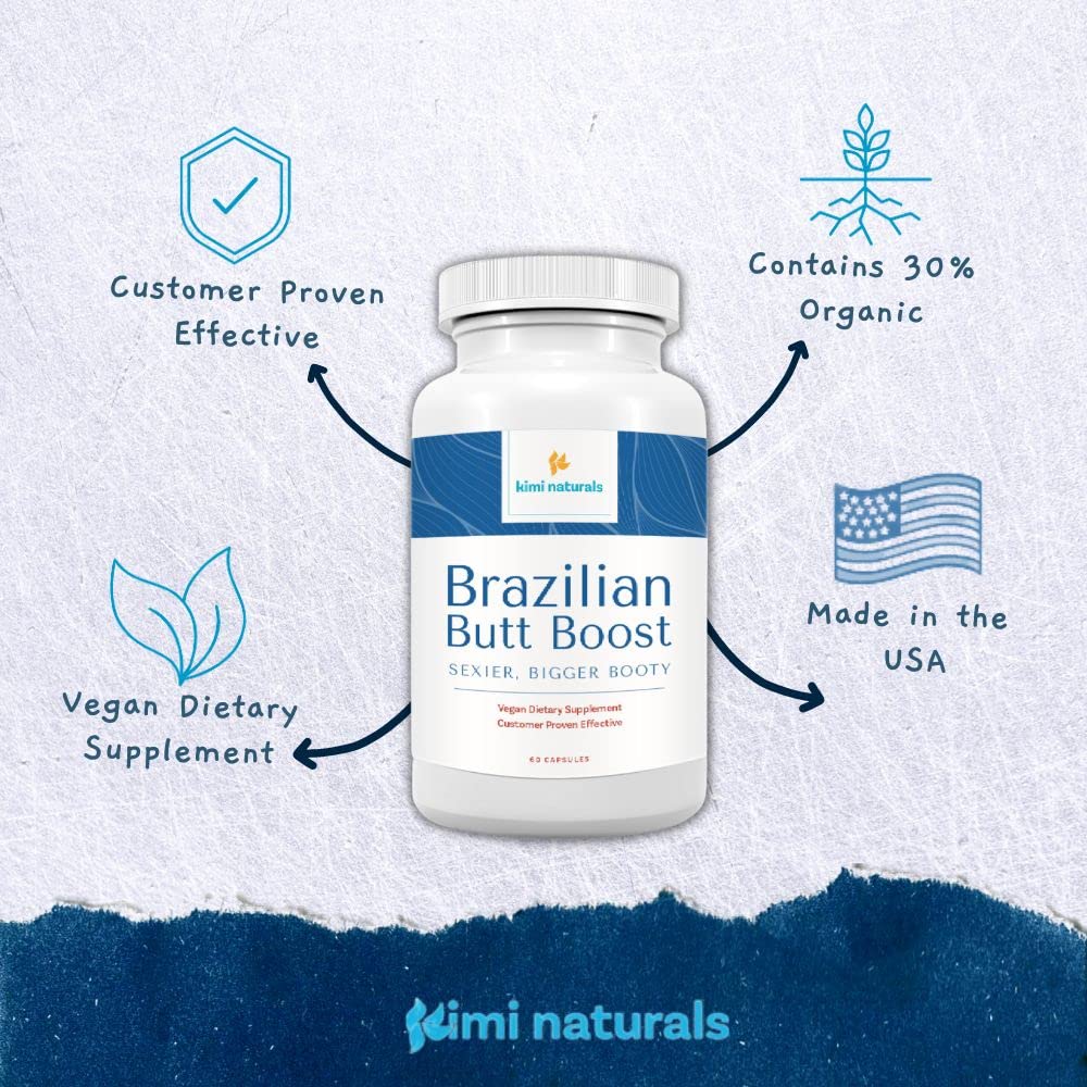 Kimi Naturals Butt Enhancer Pills - Tightening and Butt Lifting Supplements for Bigger Booty and Curvy Hips - Fast Growth Bum Enhancement 60 Capsules KIMI Au supplements