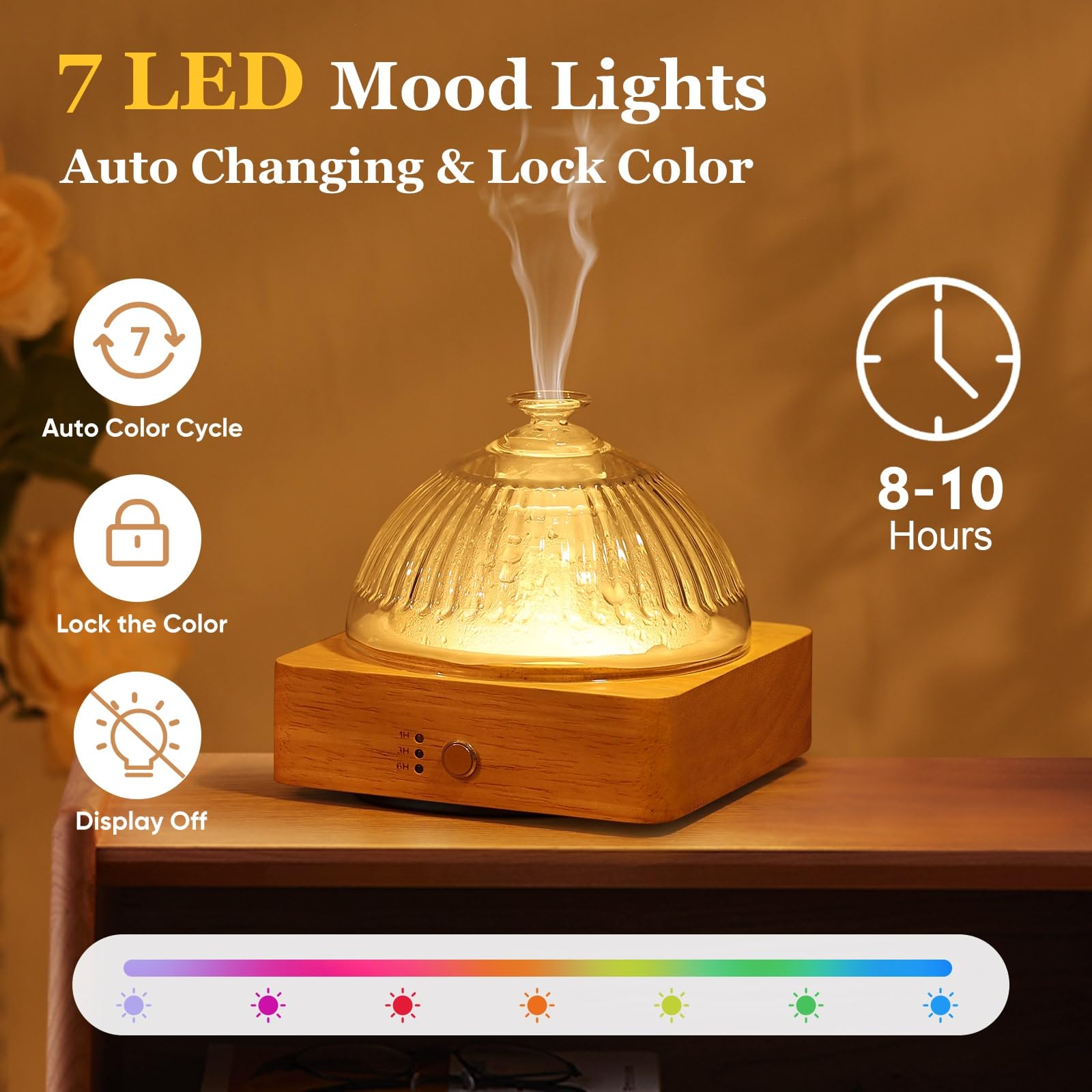 Lecdura Glass Essential Oil Diffuser with Glass Reservoir & Wood Base - Plastic Free, 200ml Lock Lecdura Au supplements
