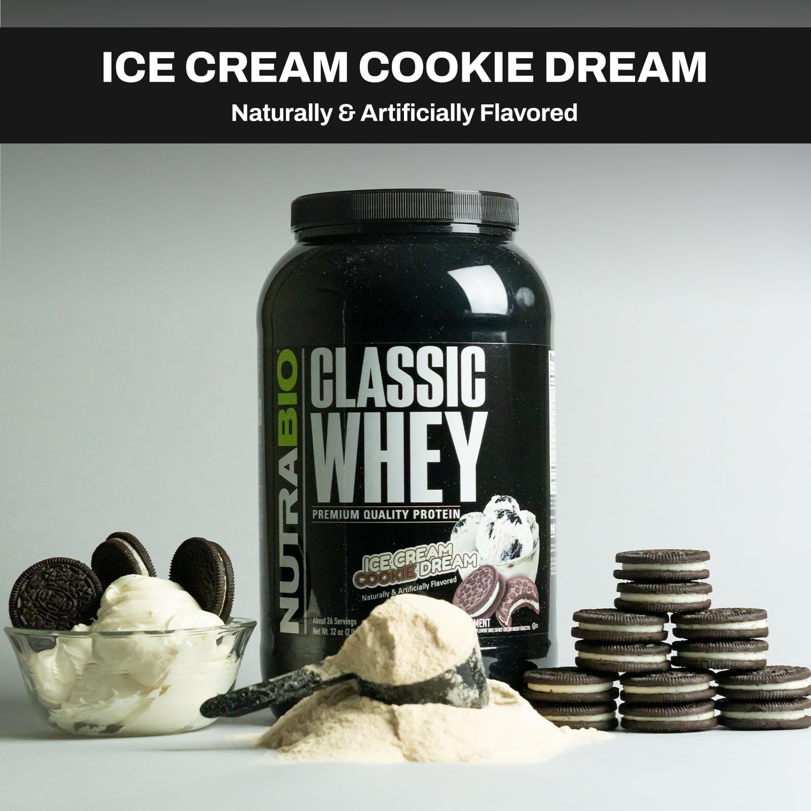 NutraBio Classic Whey Protein Powder- 25G of Protein Per Scoop - Ice Cream Cookie NutraBio Au supplements