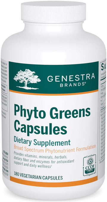 Genestra Brands Phyto Greens Capsules | Vitamins, Dietary Fiber and Enzymes for Optimum Nutrition | 180 Capsules Genestra Brands Au supplements