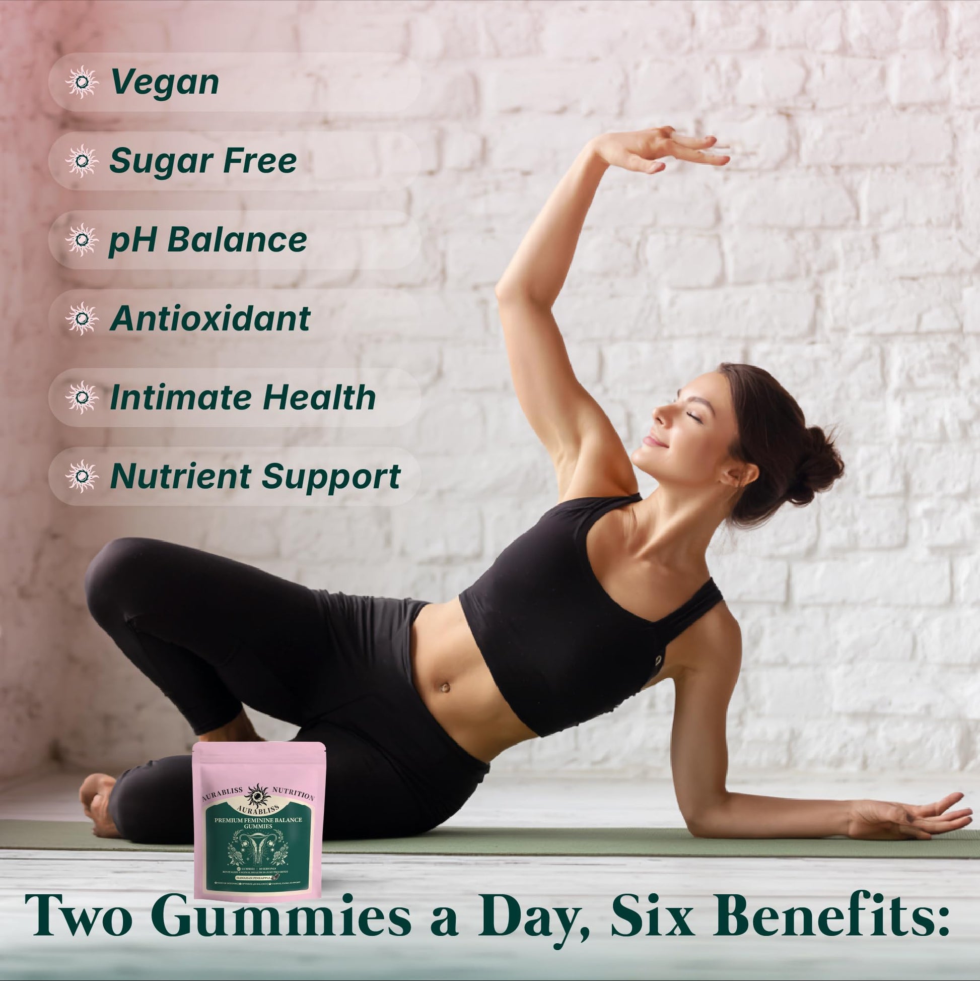 Premium Feminine Balance Gummies for Women - Hawaiian Pineapple Gummies for Women PH Balance Wellness, Immune Support, Vegan Daily Supplement for Odor and Flora Health , 60 Counts - 30 Servings Aurabliss Au supplements