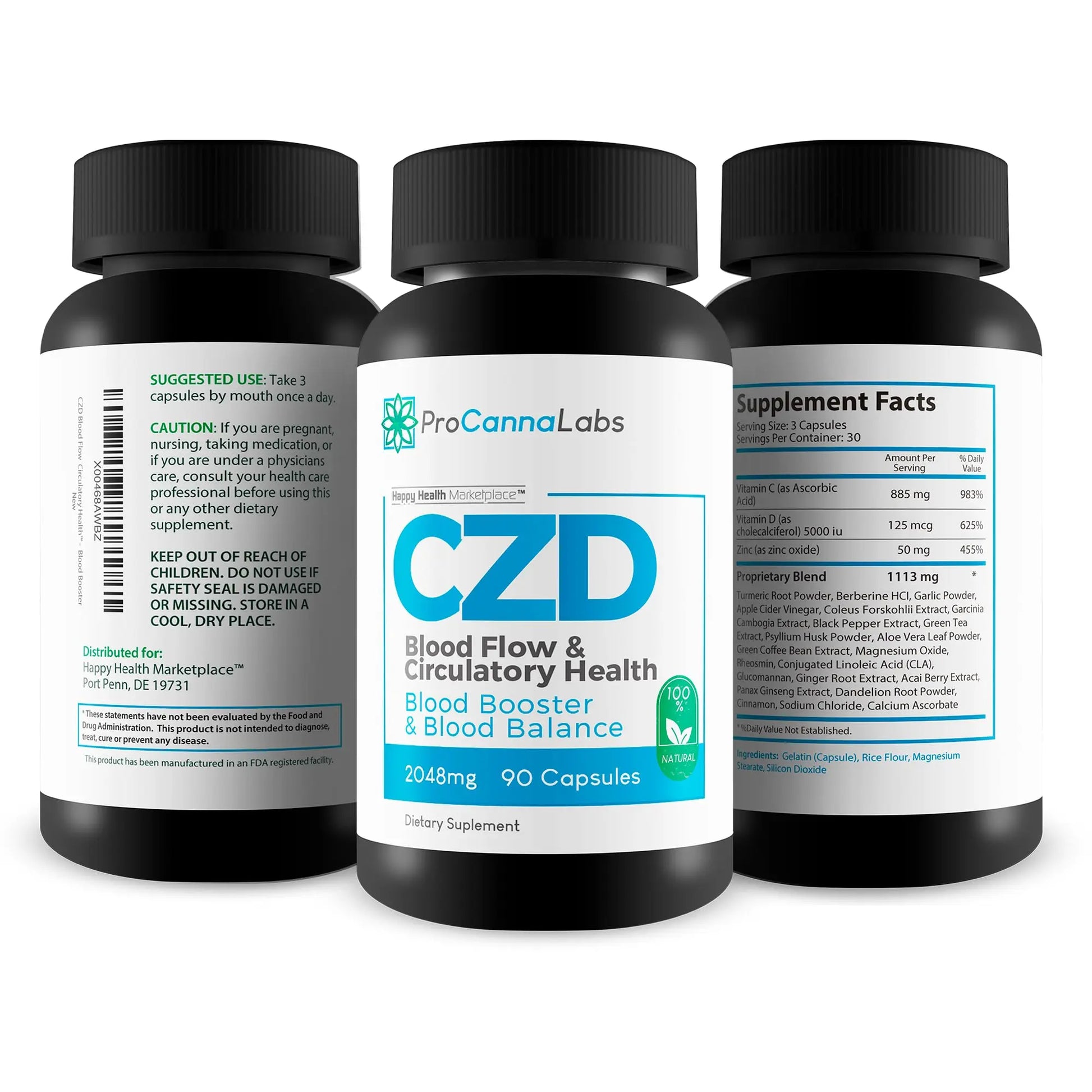 CDZ Supplement Vitamin C D and Zinc Plus Herbs - Our Best Vitamin C D Zinc Blood Booster for Blood Balance & Blood Flow - C Z D Blood Flow & Circulatory Health - Pro Canna Labs Gummies Capsules Happy Health Marketplace Au supplements