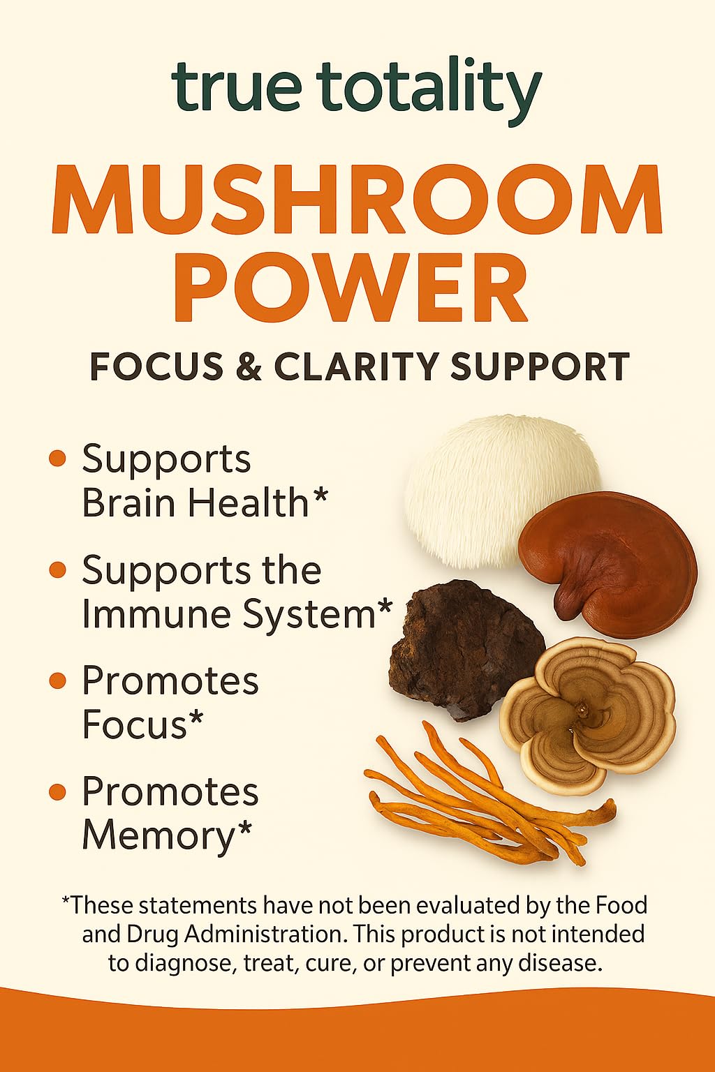 Mushroom Complex Capsules with Lion’s Mane, Reishi, Cordyceps, Chaga & Turkey Tail – True Totality Mushroom Power – Immune, Energy & Focus Support – 90 Vegan Capsules True Totality Au supplements