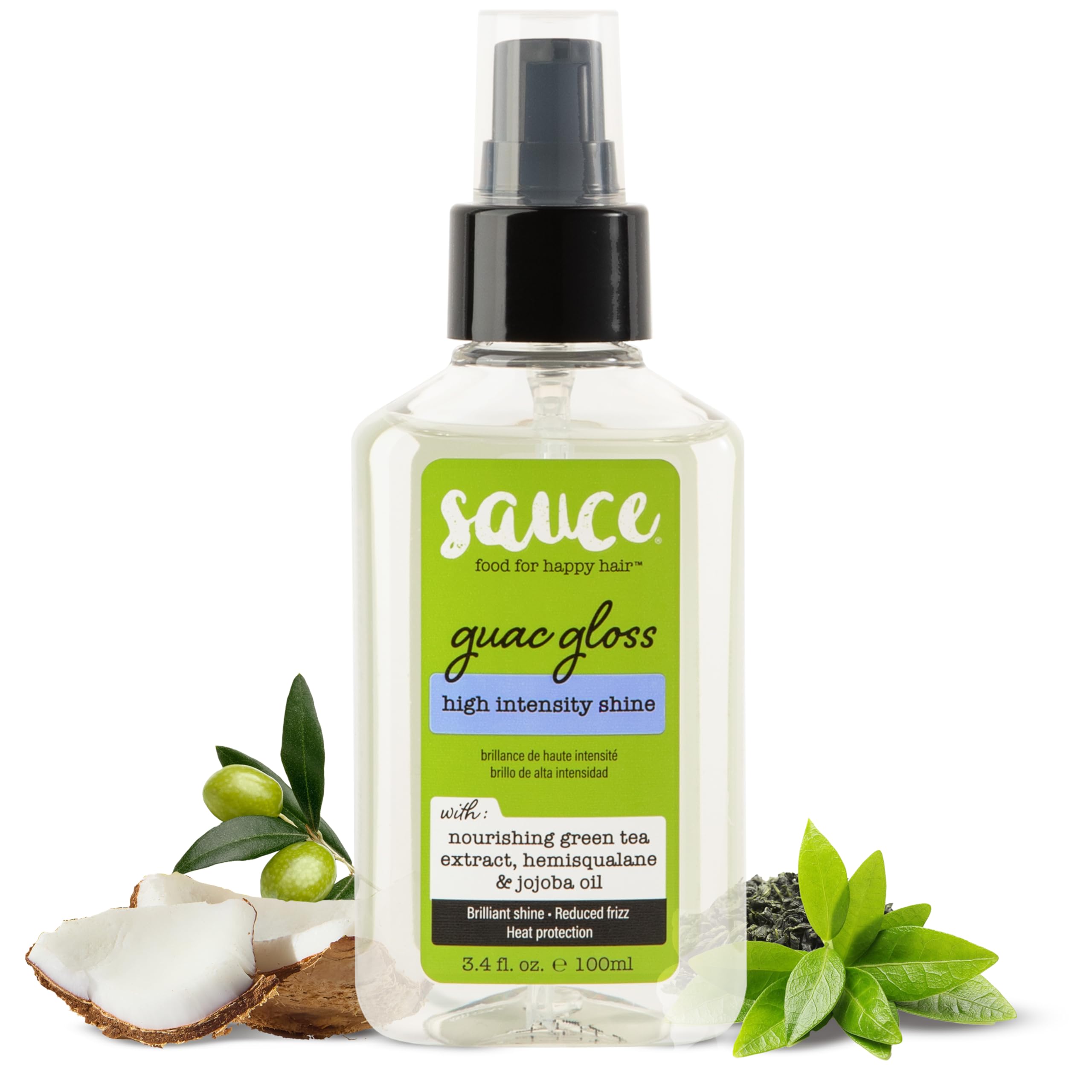 SAUCE BEAUTY Guac Hair Gloss, 3 Fl Oz High Intensity Shine, Jojoba Oil, Green Tea Extract & Squalane to Smooth, Boost Shine & Control Frizz for Sleeker, Softer, More Manageable Hair, Vegan Formula SAUCE BEAUTY Au supplements