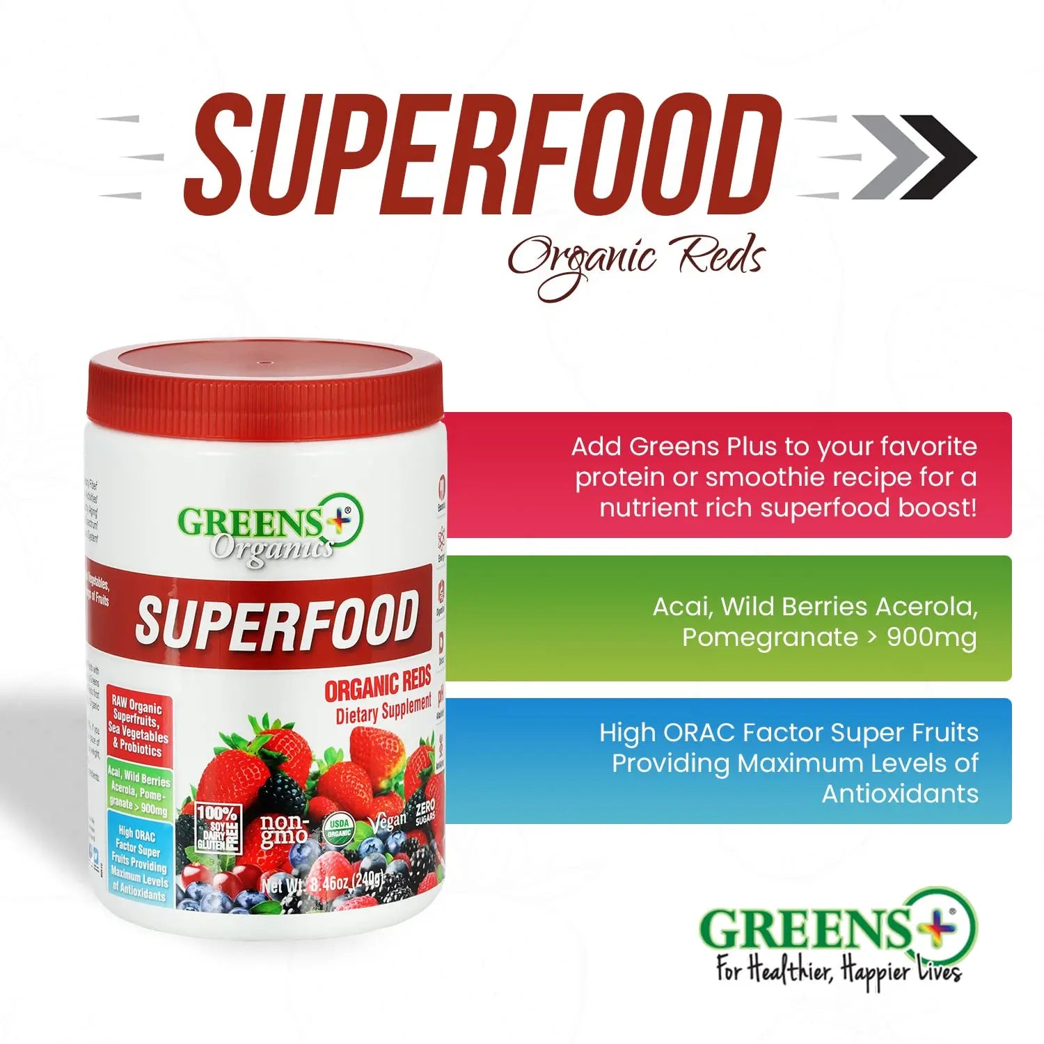 Greens+ Organic Reds Superfood Powder Organic Super Veggie Capsules Greens+ Au supplements