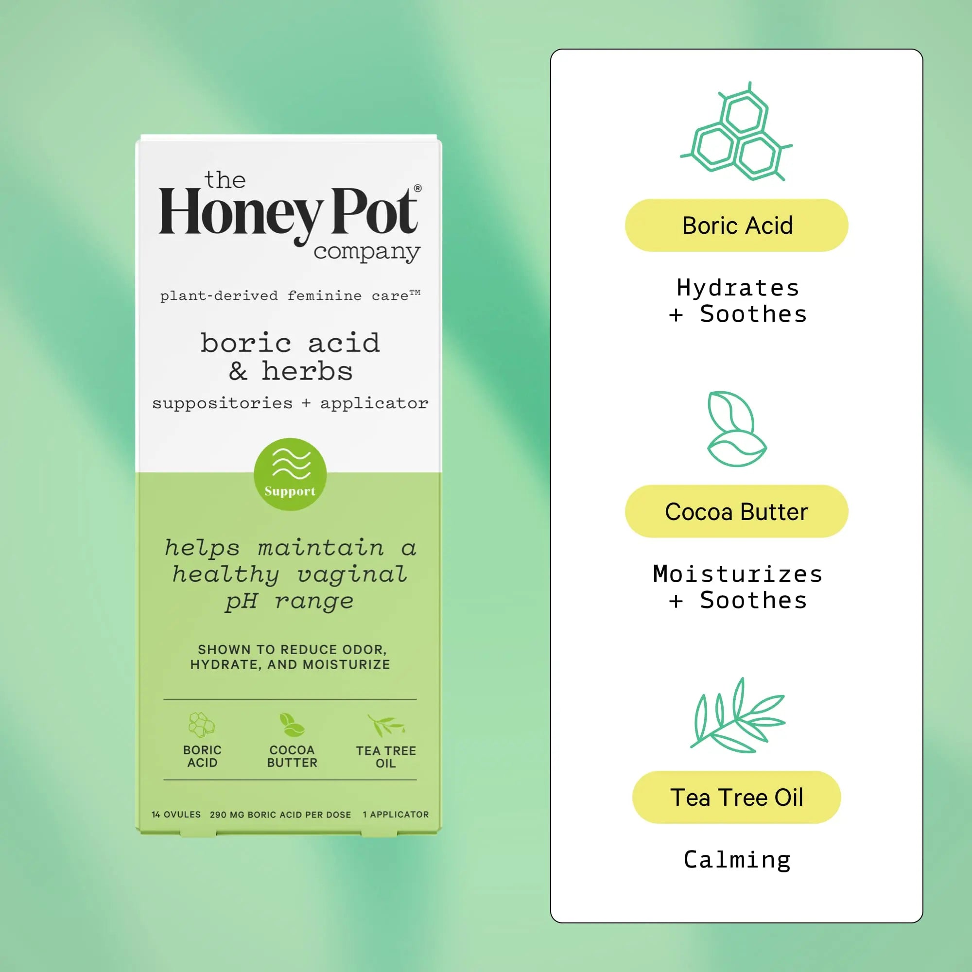 The Honey Pot Company 7 Day Boric Acid & Herbs Suppositories - Maintains and Balances Healthy Vaginal pH, Manages Odor, Hydrates, & Moisturizes - Gynecologist Tested The Honey Pot Company Au supplements