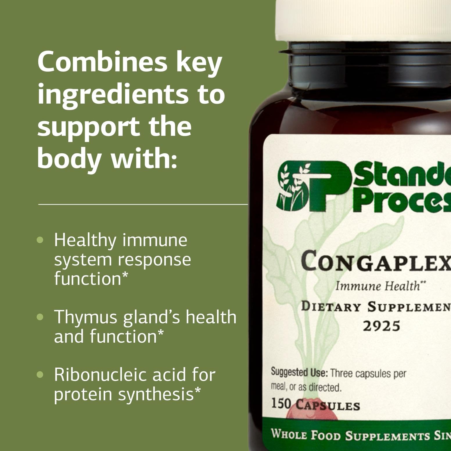 Standard Process Inc. Congaplex - Thymus Gland Support Supplement - Immune Health with Calcium Lactate, Magnesium, Vitamin C & Vitamin A - Immune System Aid with Mushroom Powder - 150 Capsules Standard Process Inc. Au supplements