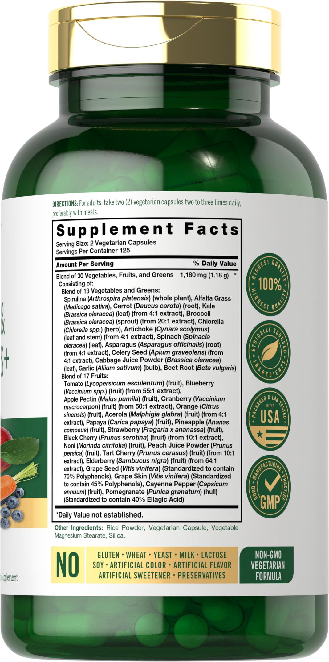 Carlyle Fruits and Veggies Supplement | 250 Capsules | Made with 30 Fruits and Vegetables | Vegetarian, Non-GMO, Gluten Free Superfood Formula Carlyle Au supplements