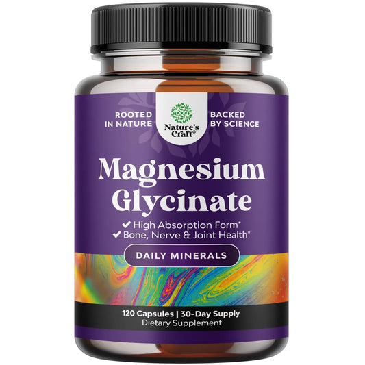 Pure Magnesium Glycinate Supplement 500mg - Magnesium for Sleep and Rest Capsules for Men & Women - Unflavored Vegan High Absorption Pills for Relaxation Support - 120 Count Natures CraftAU supplements