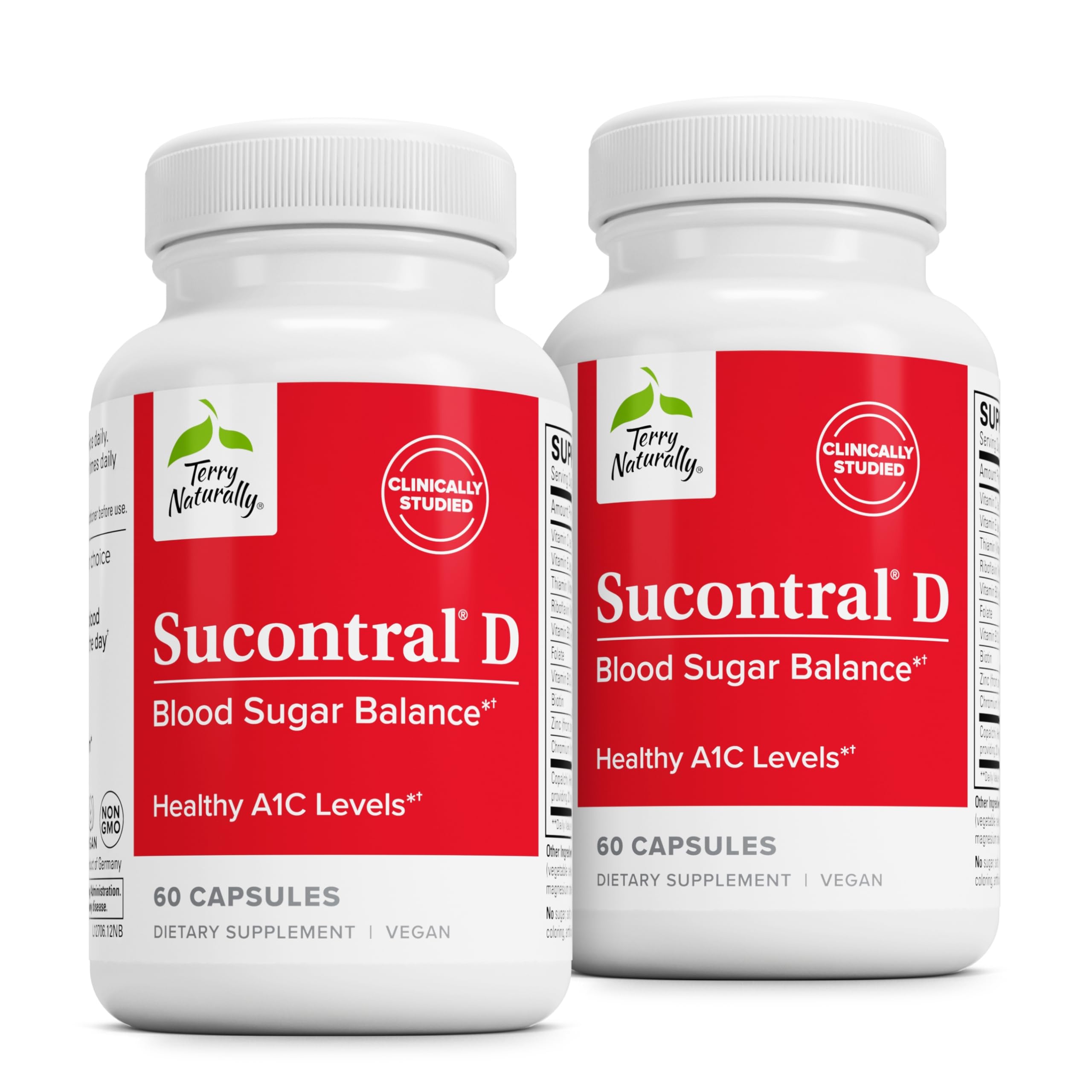 Terry Naturally Sucontral D - B-Complex & Folate Supplement - Carbohydrate Metabolism Support - Vitamin & Mineral Supplement with Zinc & Chromium - 60 Capsules (Pack of 2) Terry Naturally Au supplements