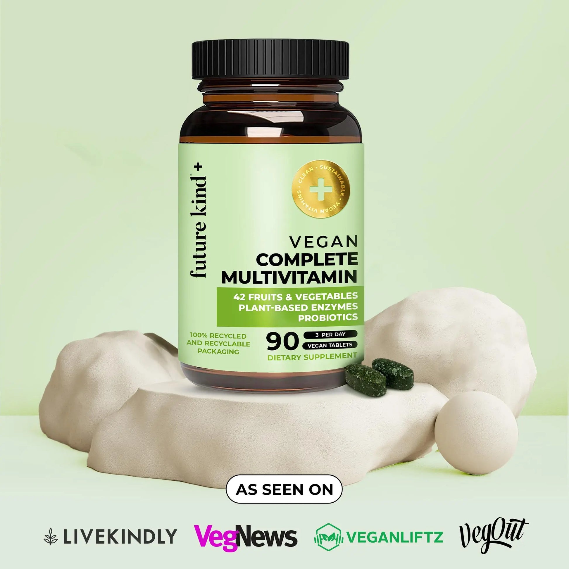 Future Kind Vegan Multivitamins Complete - 42-in-1 Vegan Multivitamins for Women & Men with Enzymes, B12, Zinc, & Probiotics for Digestion Future Kind Au supplements
