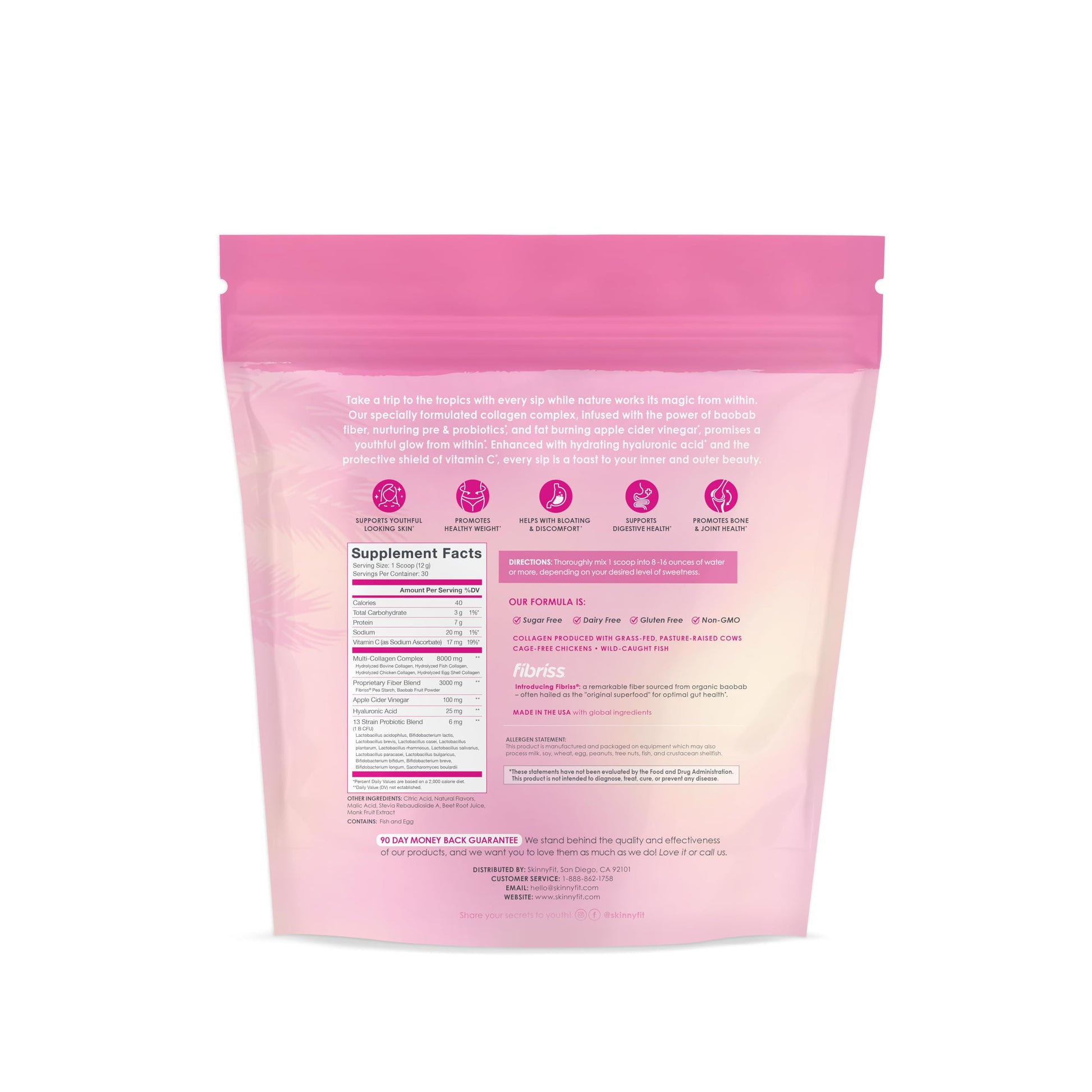SkinnyFit Super Youth Tropical Punch Multi-Collagen Peptides + Probiotics, Baobab Fiber SkinnyFit Au supplements