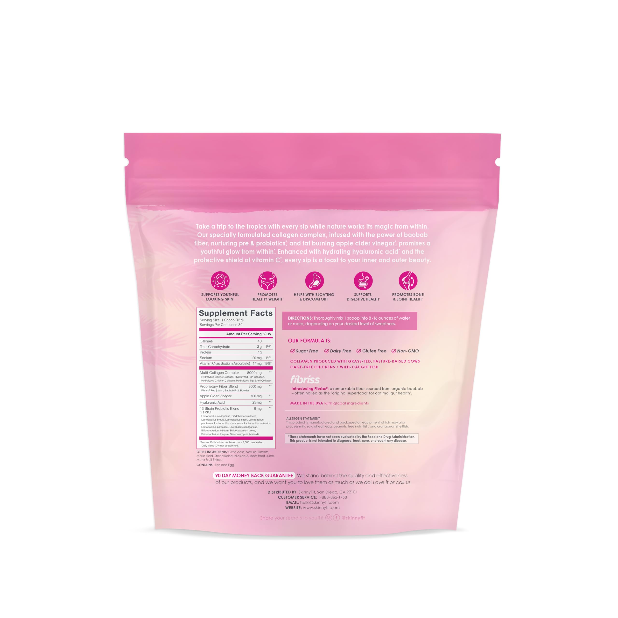 SkinnyFit Super Youth Tropical Punch Multi-Collagen Peptides + Probiotics, Baobab Fiber SkinnyFit Au supplements