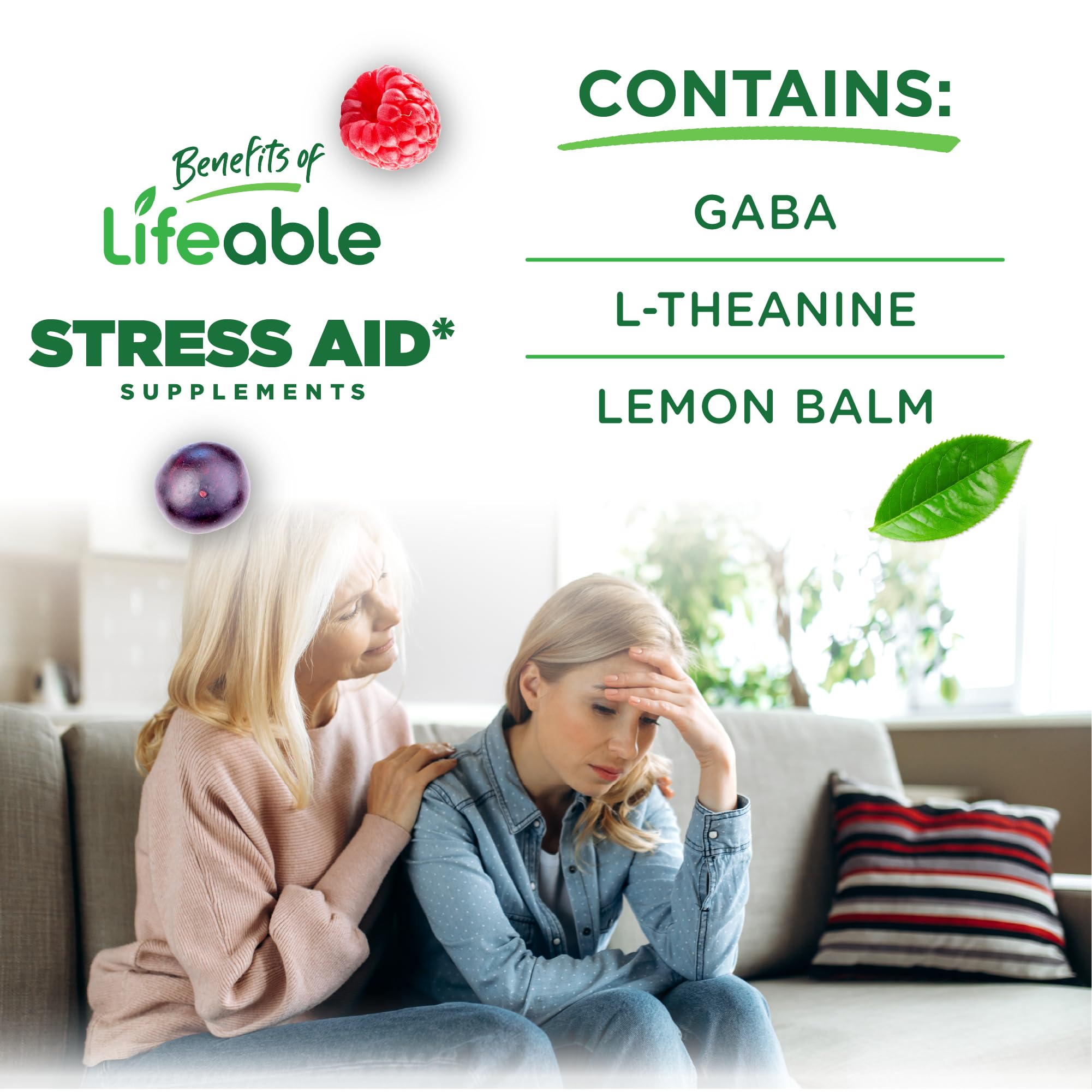 Lifeable Stress Aid Gummies for Teens | with Lemon Balm, GABA and L Theanine Supplements | Vegan Non GMO Mood Support Supplement | Great Tasing Stress Vitamins | L-Theanine for Teen | 90 Gummies Lifeable Au supplements