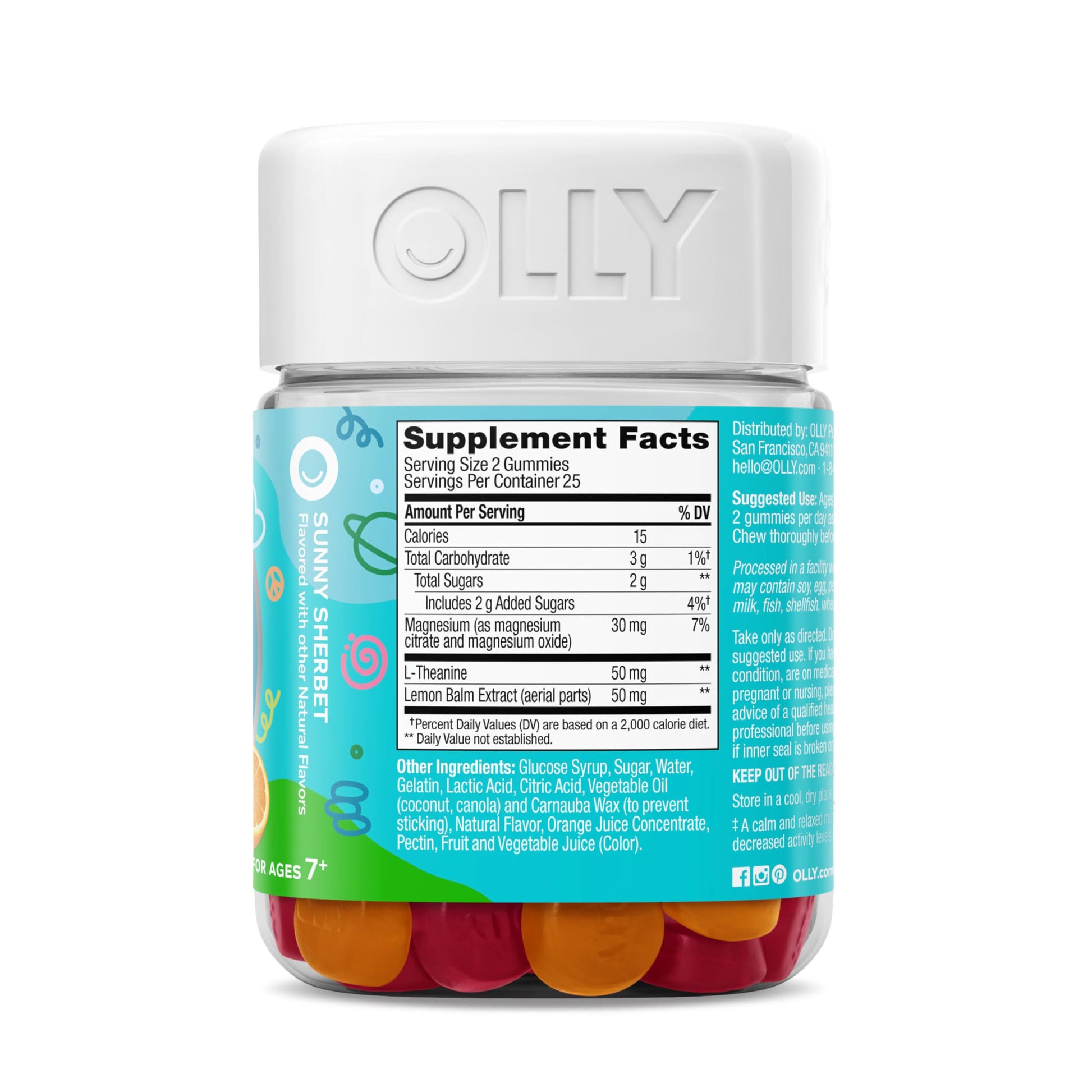 OLLY Kids Chillax Gummy, For a Calm and Relaxed Mood*, Magnesium, L-Theanine, Lemon Balm Extract, Chewable Supplement, Sherbet Flavored, 25 Day Supply - 50 Count OLLY Au supplements