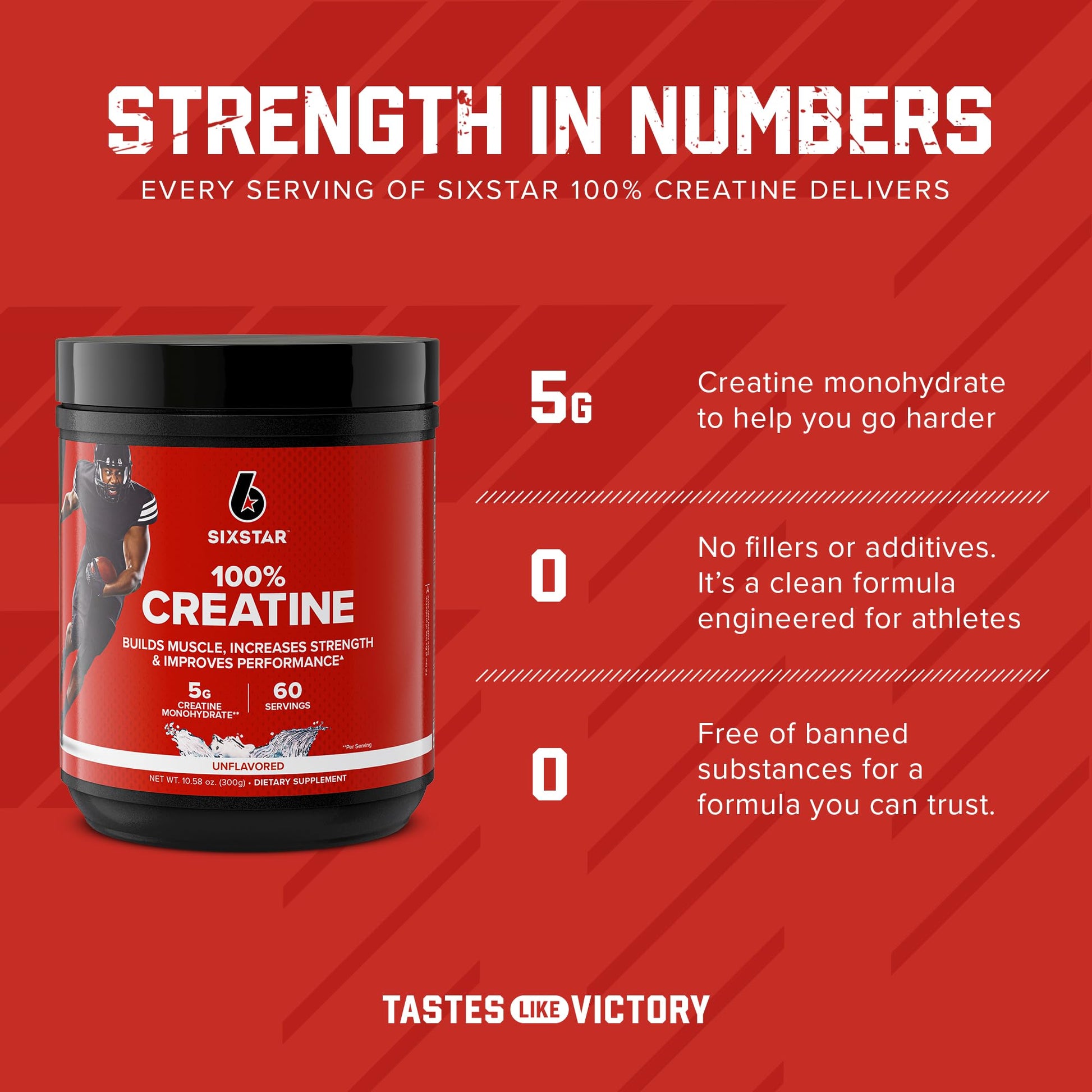 Six Star 100% Creatine Monohydrate Powder - Unflavored Micronized Creatine Monohydrate Supplement for Workout Performance, Muscle Building & Strength - Creatine Powder for Women & Men - 60 Servings Six Star Au supplements