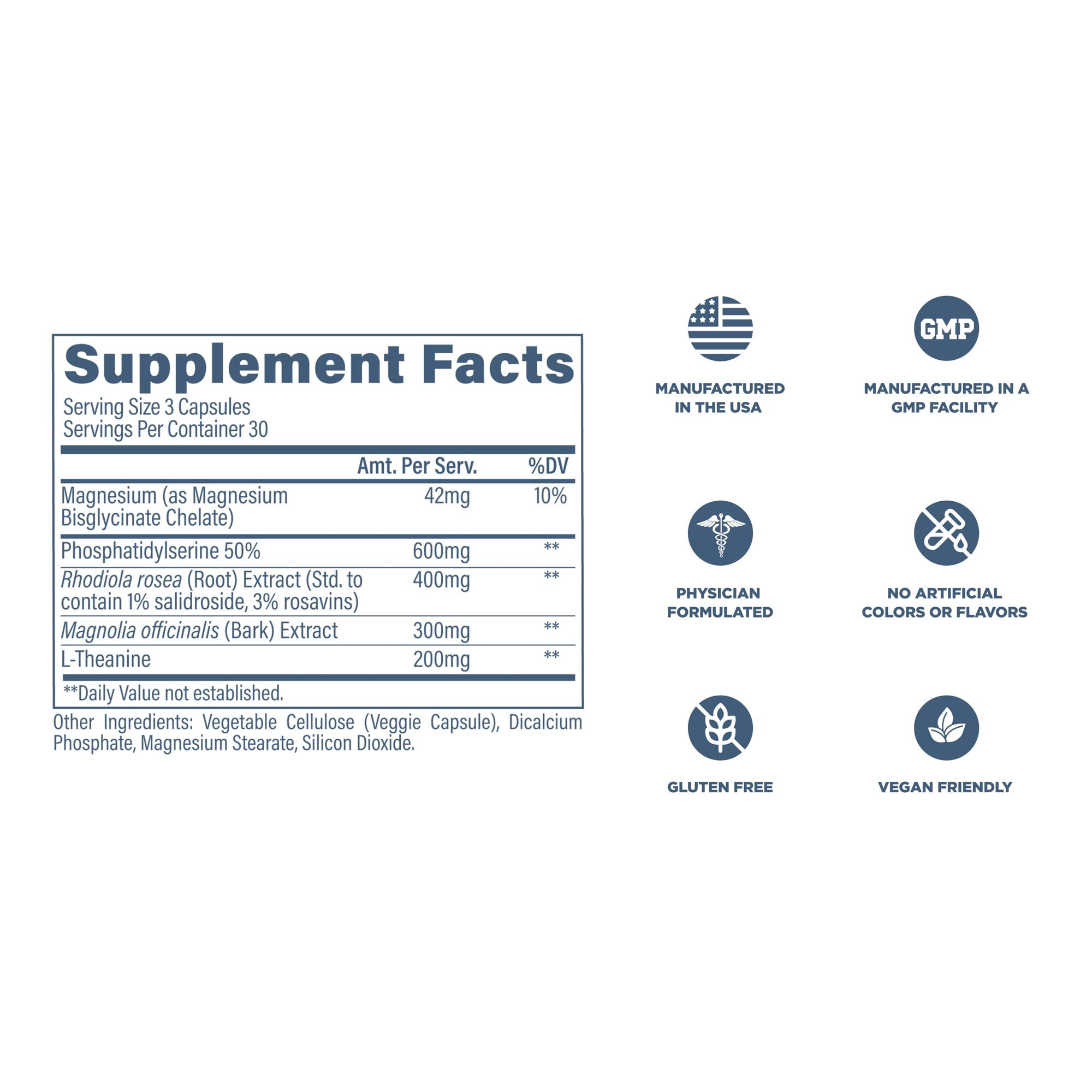 Revive MD Cortisol Manager, 90 Vegetarian Capsules - Cortisol Supplement w/Magnesium & L-Theanine Support Health, Focus, Energy, Fatigue, & Adrenal Gland Function - Vegan & Gluten-Free (30 Servings) Revive Au supplements