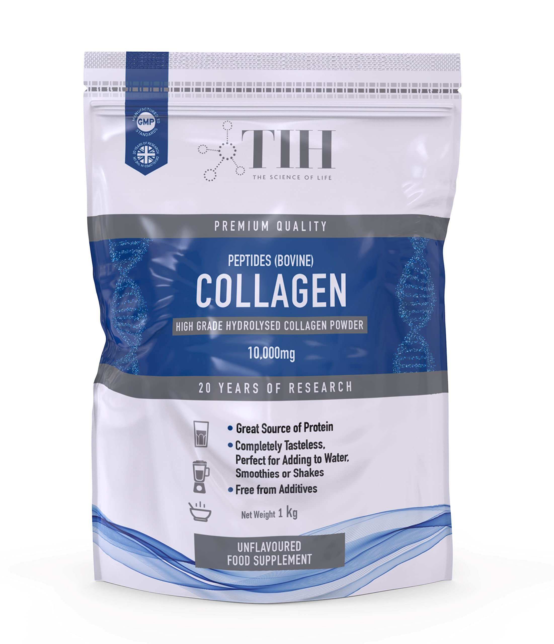 Hydrolysed Collagen Powder (Bovine) - High Protein Grass Fed Unflavoured Peptides The Intelligent Health Au supplements
