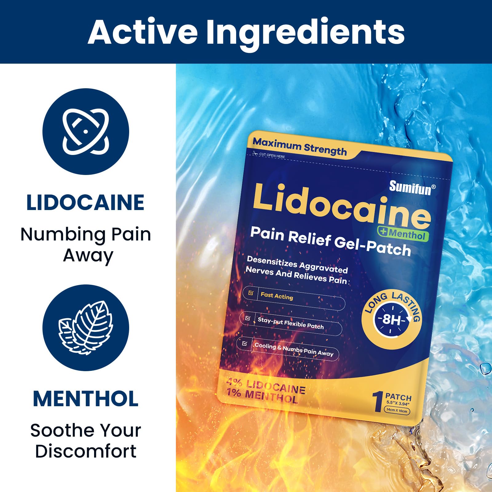 Sumifun 4% Lidocaine Patches Plus 1% Menthol - 30 Counts Maximum Strength OTC Pain Relief Patches for Back Ache Stiff Neck Joint Pain Muscle Soreness Topical Analgesic Sumifun Au supplements