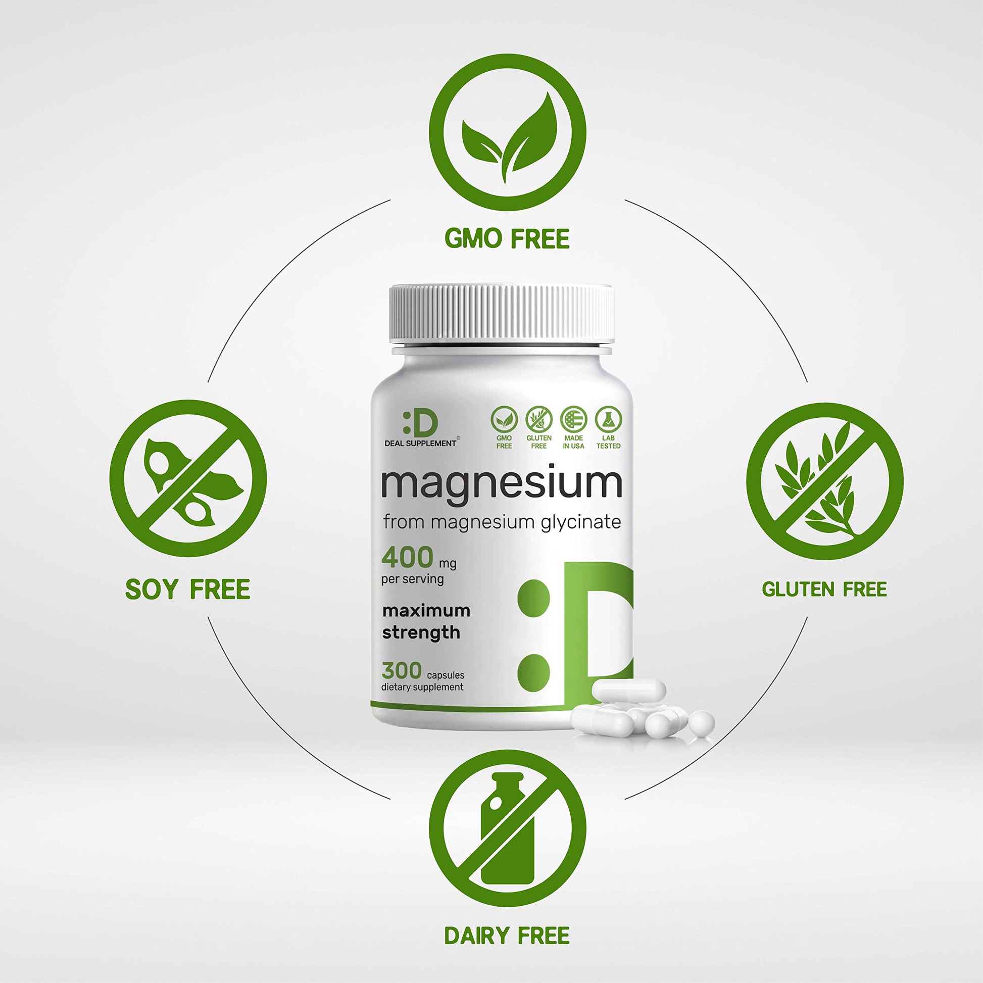 Magnesium Glycinate 400mg, 300 Capsules | 100% Chelated for Easy Absorption | Essential Mineral Supplement for Muscle, Sleep, & Heart Health* DEAL SUPPLEMENT Au supplements