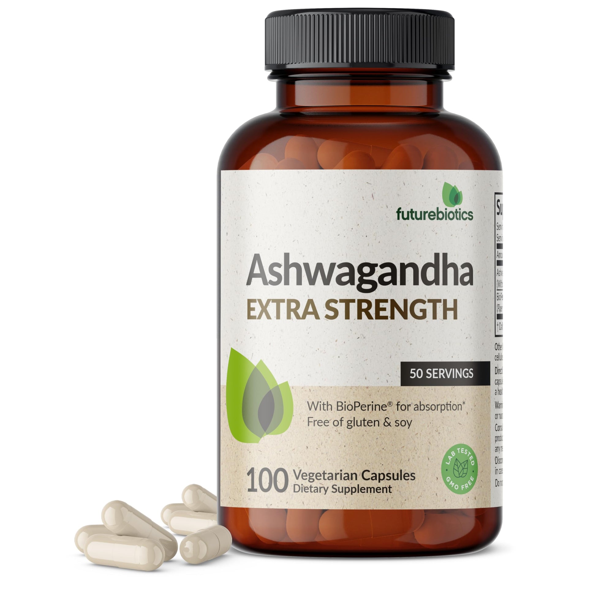 Futurebiotics Ashwagandha Extra Strength Stress & Mood Support with BioPerine - Non GMO Formula, 100 Vegetarian Capsules Futurebiotics Au supplements