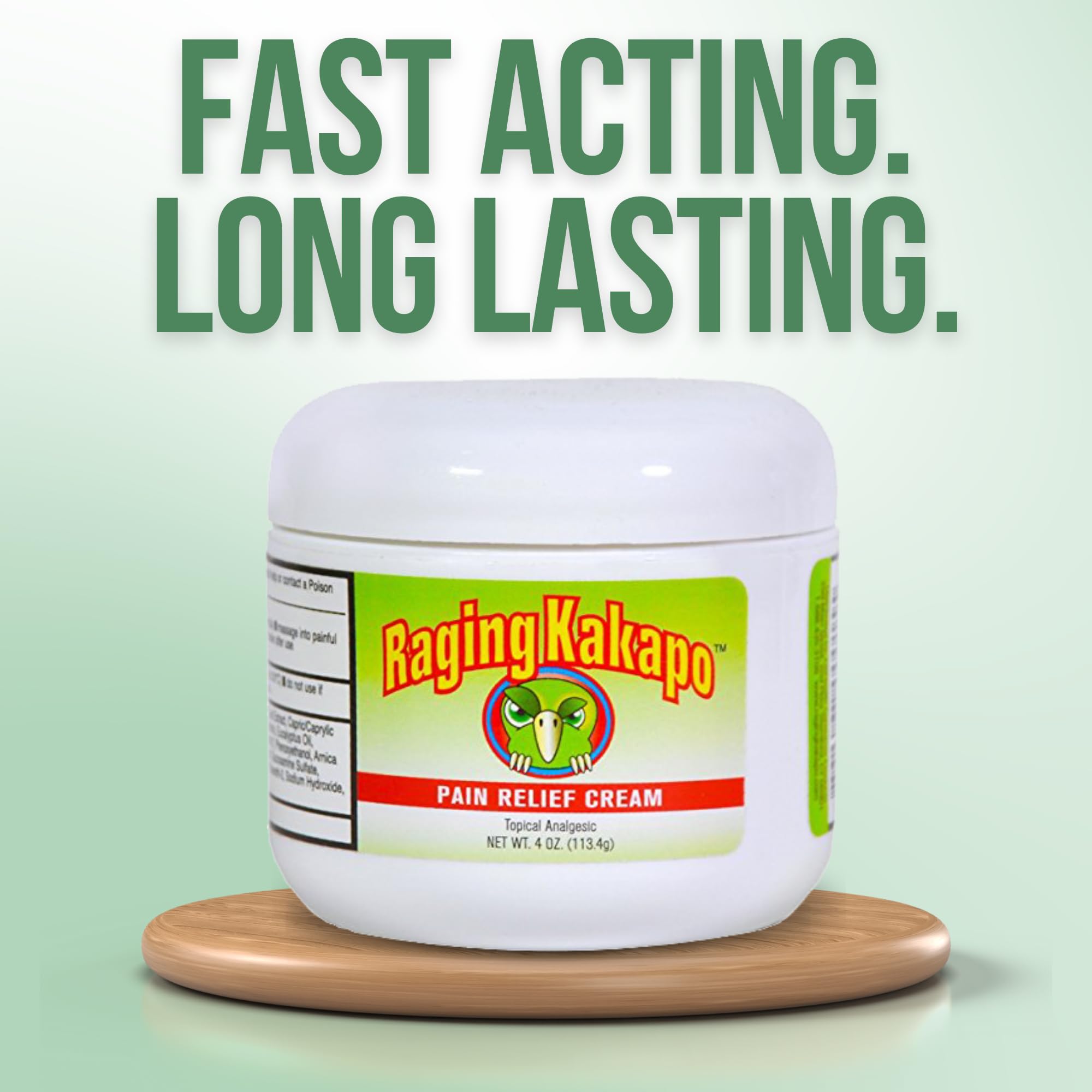 Raging Kakapo Pain Relief Cream - Sore Muscles, Joint Pain & Aches - Odor Free, Non-Greasy Pain Cream - Histamine Dihydrochloride, Capsaicin, Emu Oil & More - 4 oz. Jar Raging Kakapo Au supplements