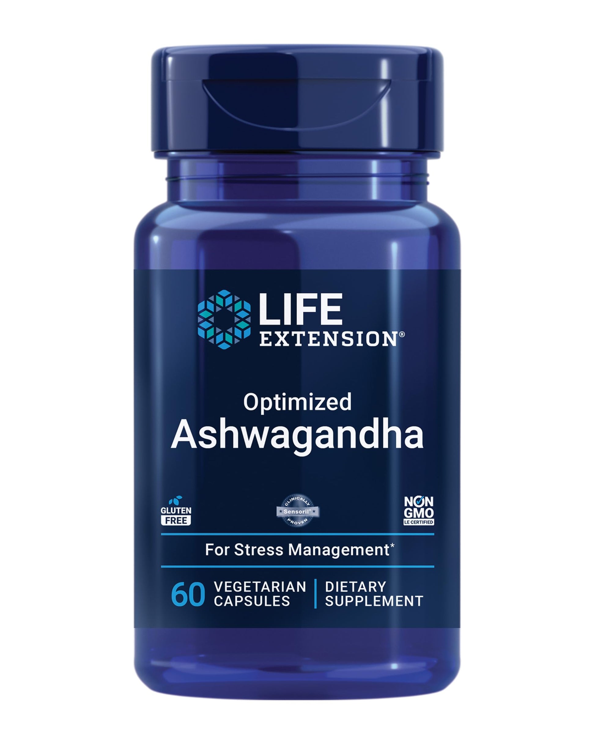 Life Extension Optimized Ashwagandha - Stress Management Supplement for a Healthy Stress Response, Focus, Memory, Stress Relief - Vegetarian, Gluten-Free, Non-GMO, 60 Capsules Life Extension Au supplements