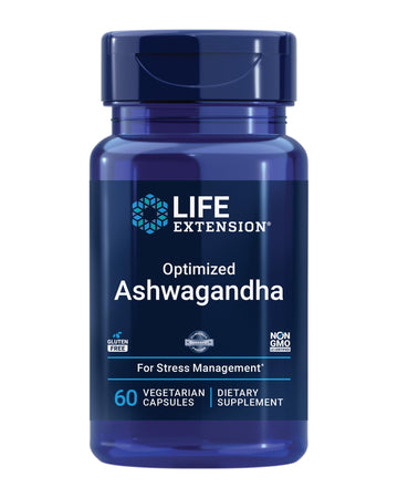 Life Extension Optimized Ashwagandha - Stress Management Supplement for a Healthy Stress Response, Focus, Memory, Stress Relief - Vegetarian, Gluten-Free, Non-GMO, 60 Capsules Life Extension Au supplements