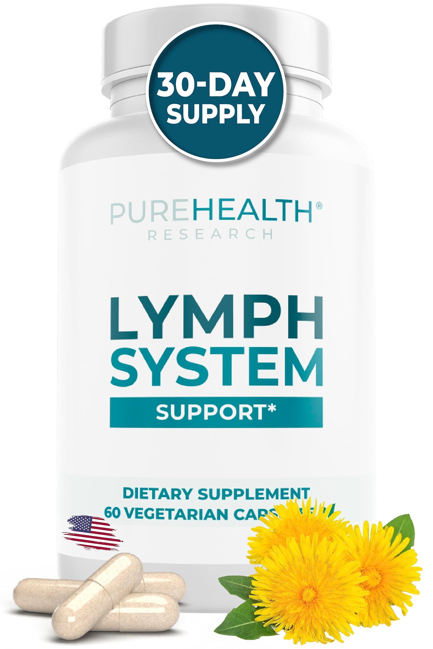 PUREHEALTH RESEARCH Lymph System Support Supplement - Lymphatic Drainage Supplement PUREHEALTH RESEARCHUS supplements