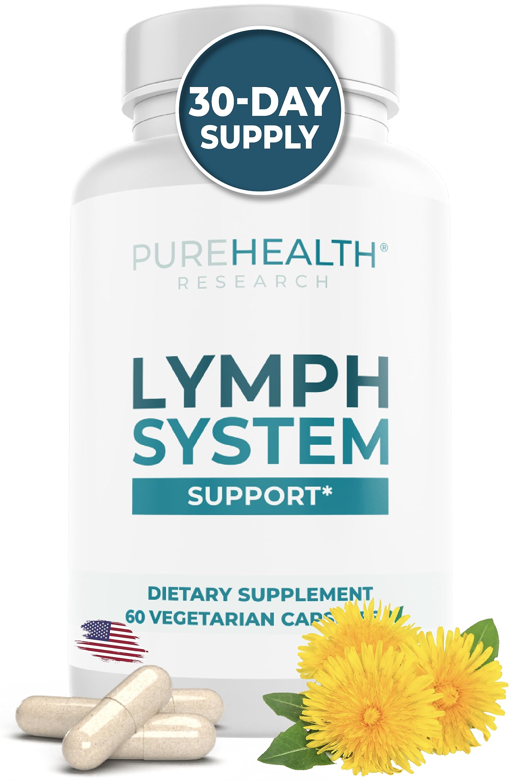 PUREHEALTH RESEARCH Lymph System Support Supplement - Lymphatic Drainage Supplement PUREHEALTH RESEARCHUS supplements