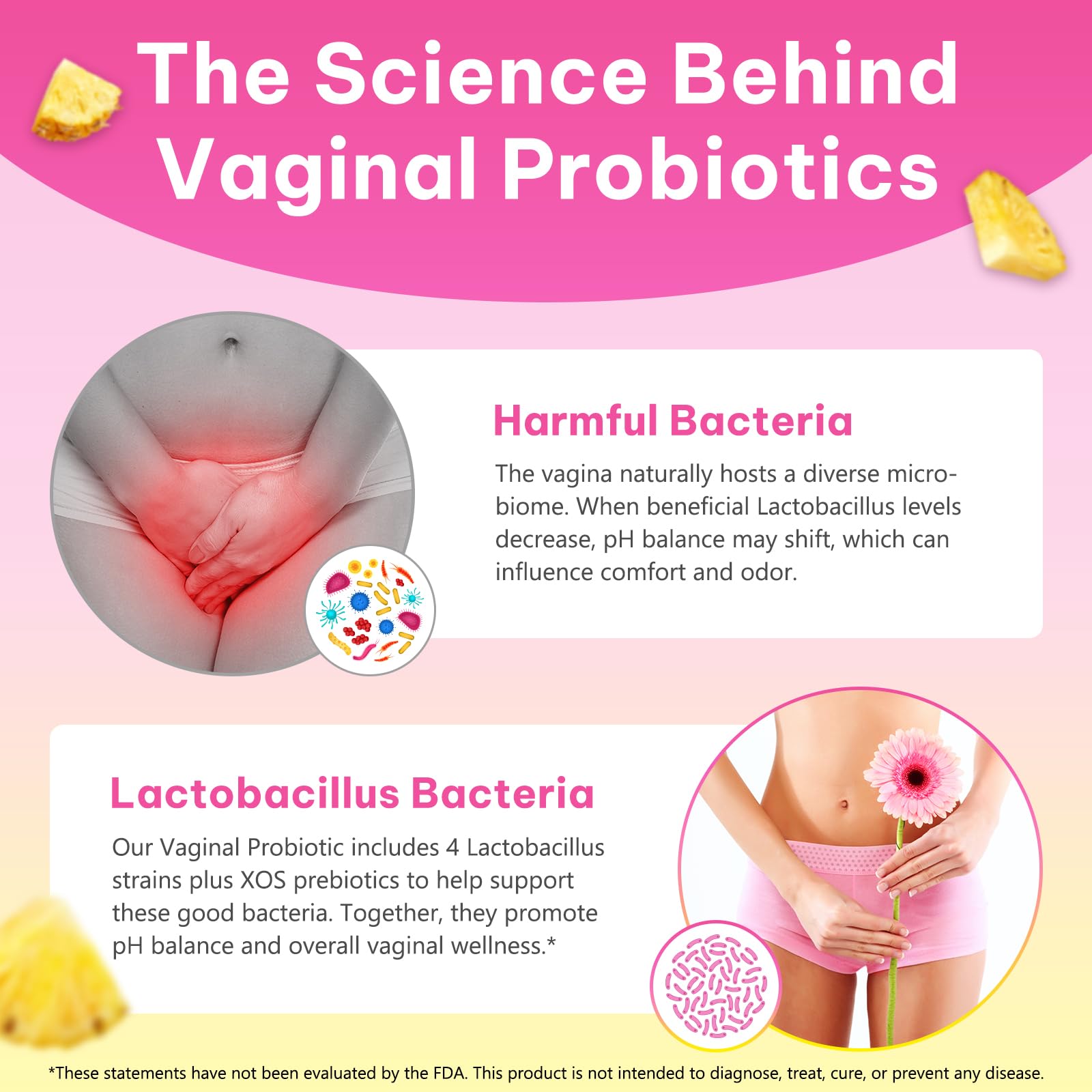 KITNOBLIS Feminine Probiotic Gummies with Slippery Elm- Pineapple Gummies for Women pH Balance, Gut Health & Immune Supports | with Prebiotics & Lactobacillus Blend (60 Gummies) KITNOBLIS Au supplements