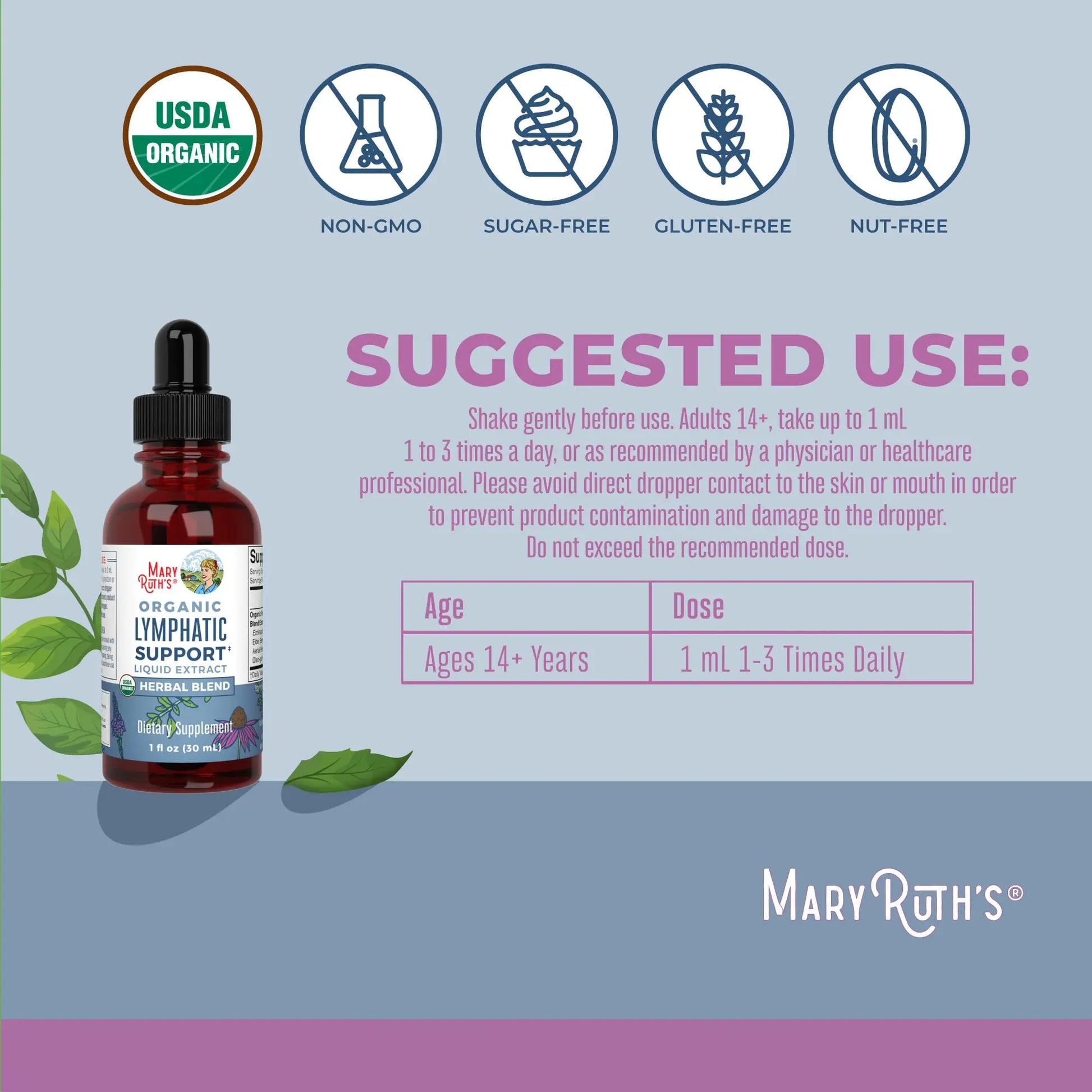 Lymphatic Support Drops by MaryRuth's | USDA Organic Lymphatic Cleanse Immune Support Supplement| Lymphatic Support with Echinacea & Elderberry | Blue Vervain | Vegan | Non-GMO | 30 Servings MARYRUTH'S Au supplements