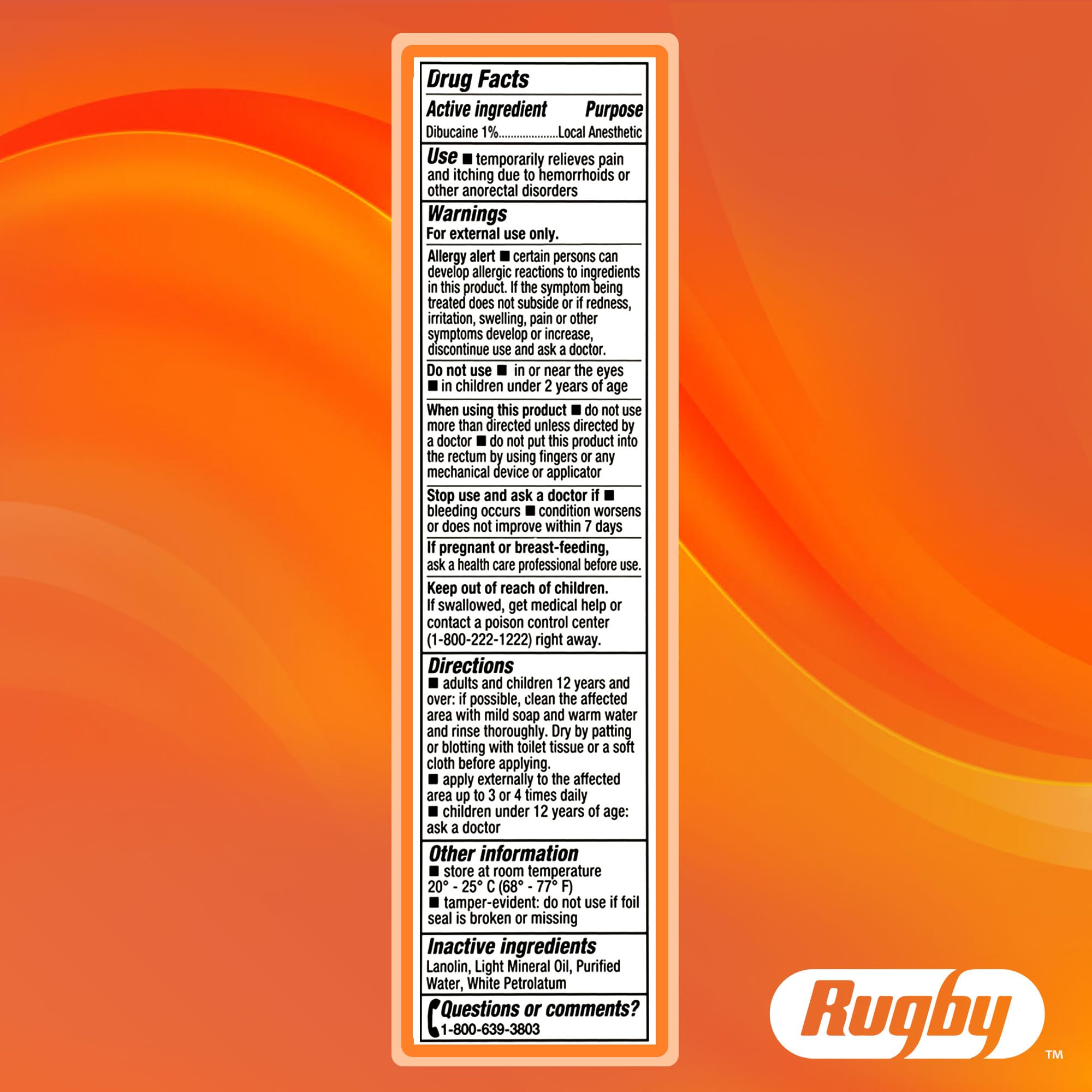 Rugby Dibucaine Topical Anesthetic 1% Hemorrhoid Ointment - Pain Relief Cream for Itching and Burning, Hemorrhoid Treatment, Anti Itch Cream 1 Oz (3 Pack) RUGBY LABORATORIES Au supplements