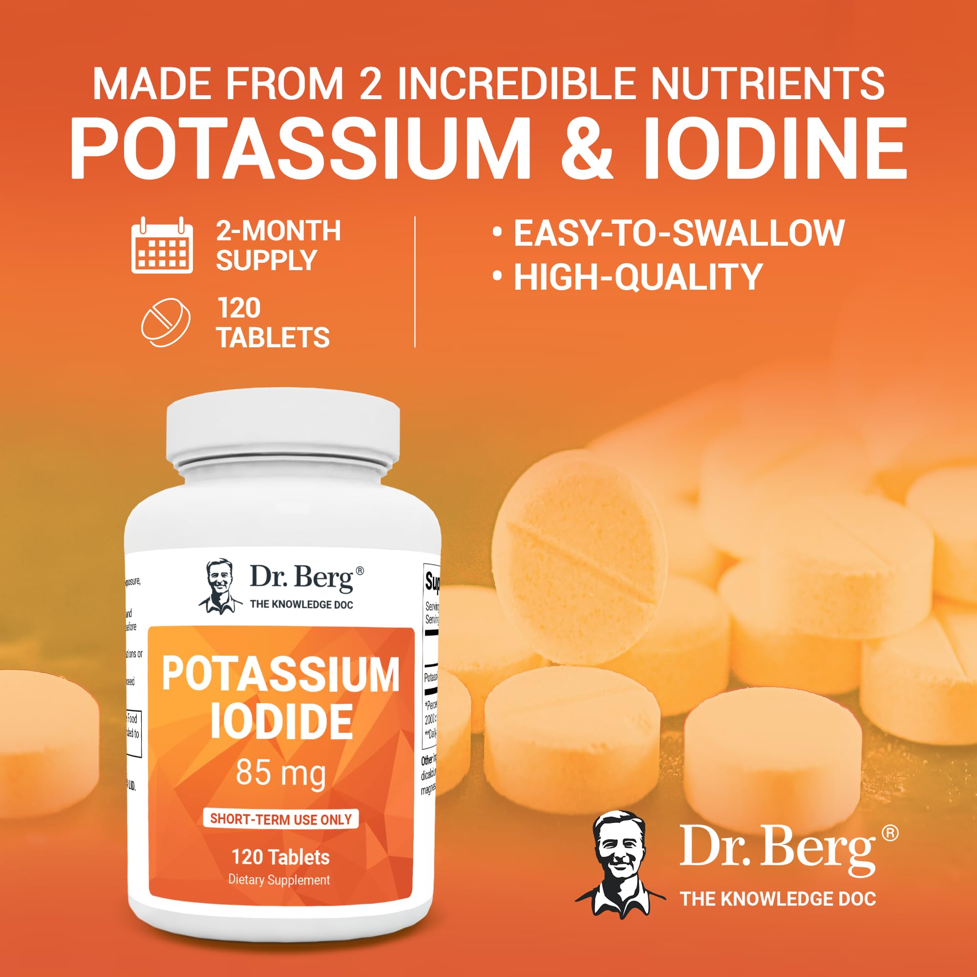 Dr. Berg's Incredible Potassium Iodide Tablets - Now 120 Tablets with a Smaller Easy Dr. Berg Nutritionals Au supplements