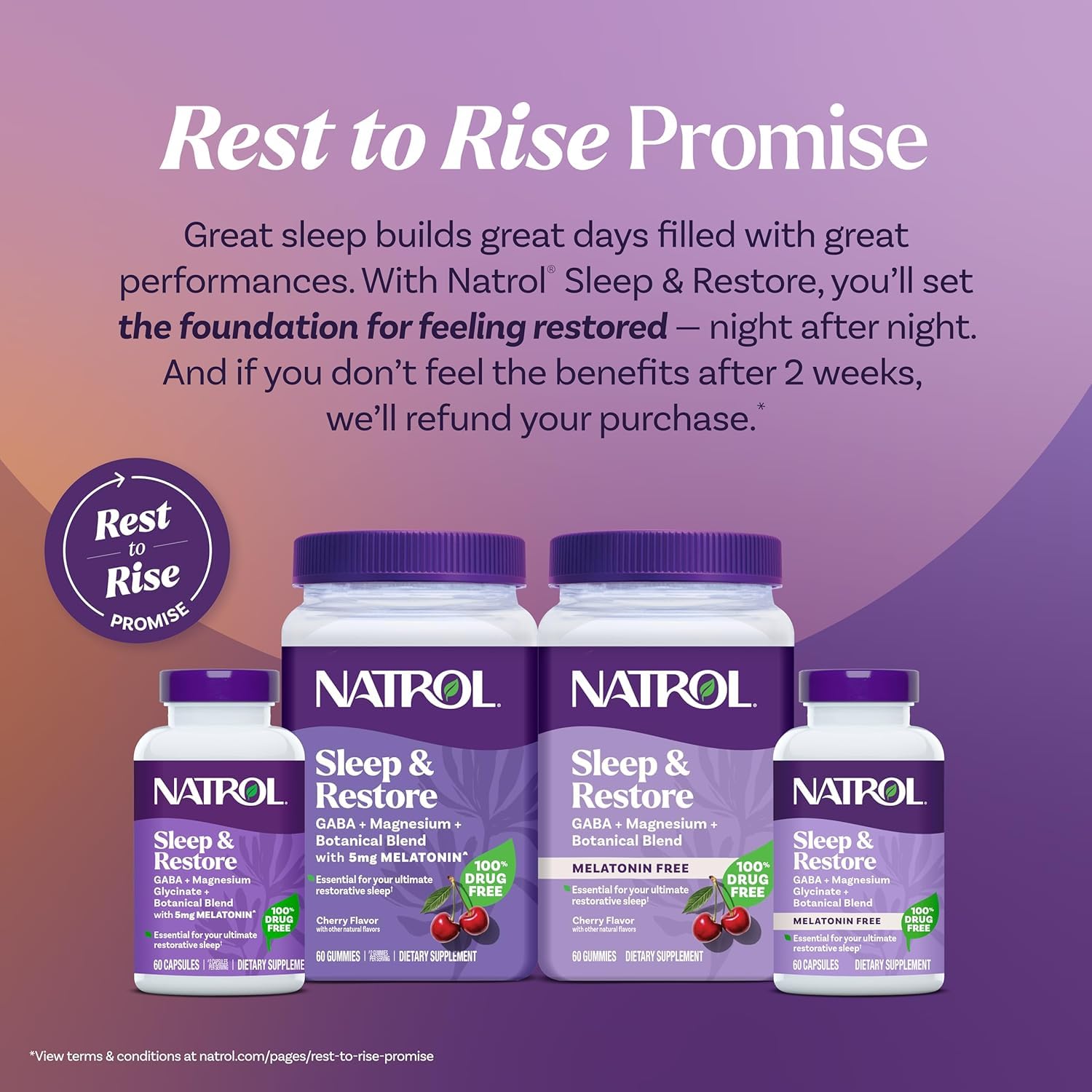 Natrol Sleep & Restore Magnesium Glycinate Blend Gummies, Magnesium for Sleep Aids for Adults, Melatonin-Free, Cherry Flavored, 30 Day Supply, 60 Gummies (Pack of 2) Natrol Au supplements