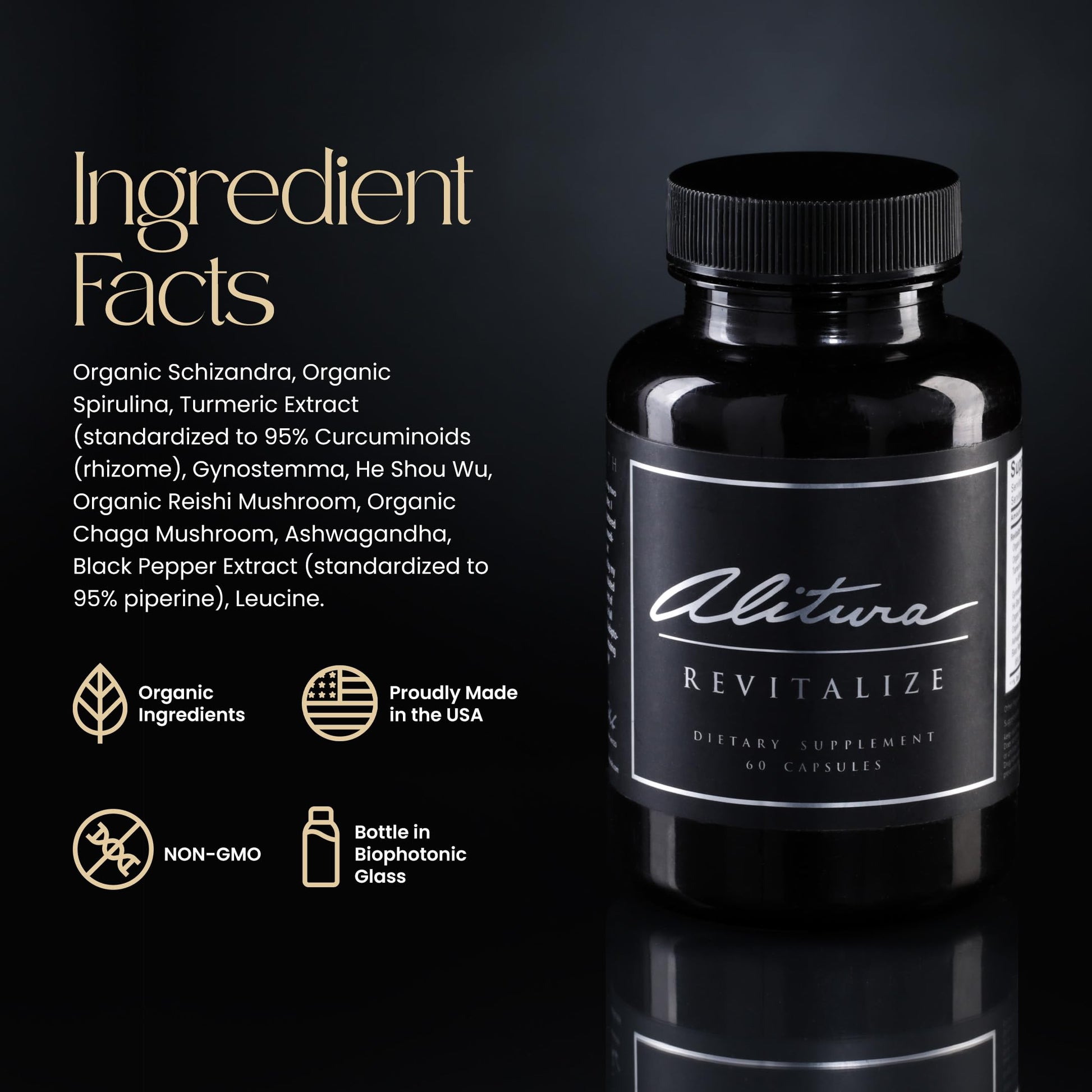 Alitura Revitalize – Organic Ashwagandha & Turmeric Supplement – Natural Energy, Mood & Recovery Support for Men & Women – Adaptogenic Herbs for Daily Wellness – 60 Capsules Alitura Au supplements