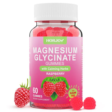 Magnesium Glycinate Gummies 600mg, Sugar Free Magnesium Gummies for Adults with Ashwagandha, Lemon Balm & GABA for Sleep, Mood Support and Relaxation, Vegan, 60 Raspberry Horjoy Au supplements