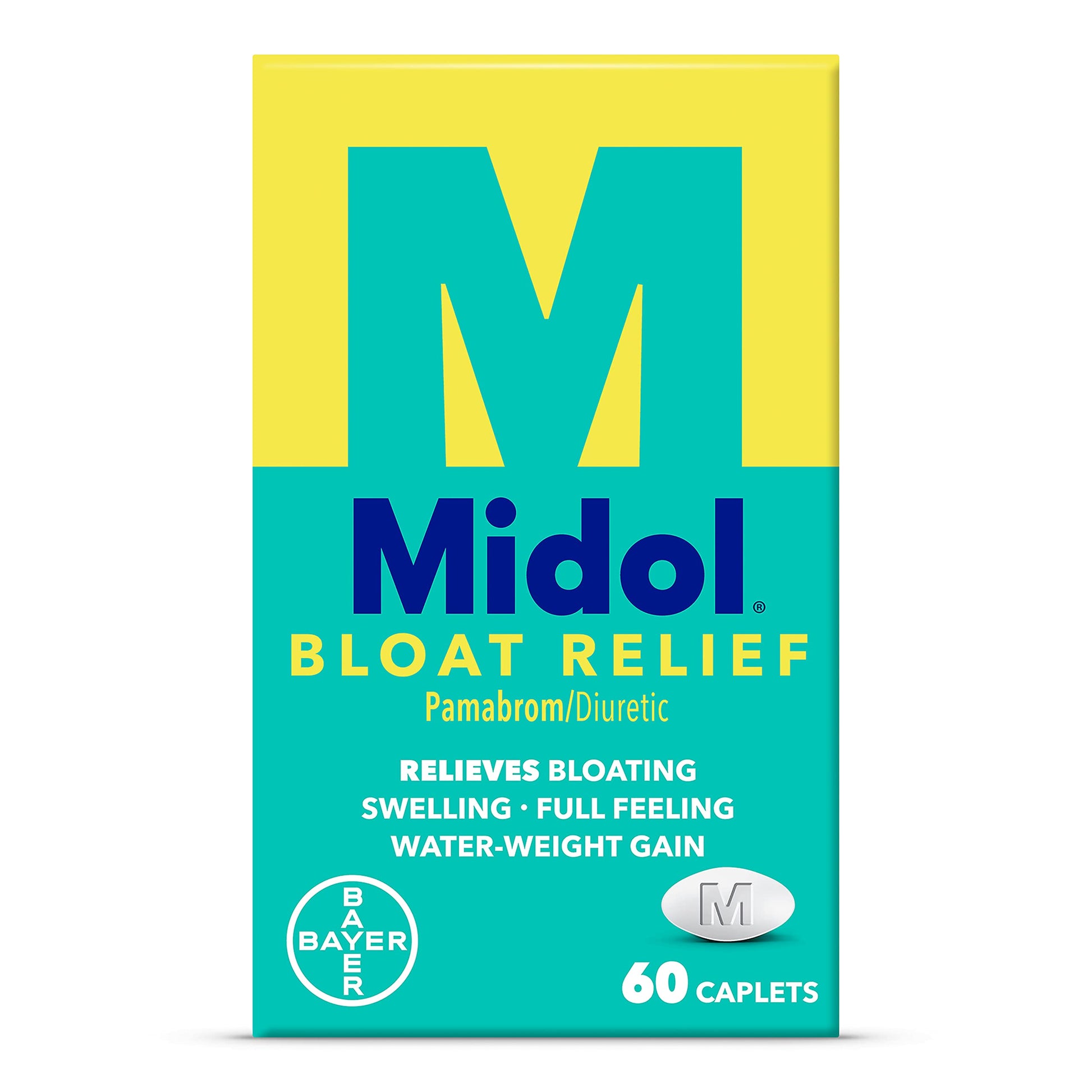 Midol Bloat Relief Caplets with Pamabrom, Relieve Bloating Symptoms Before and During Your Period, Provides Up to 6 Hours of Relief for Women, 60 Count Midol Au supplements