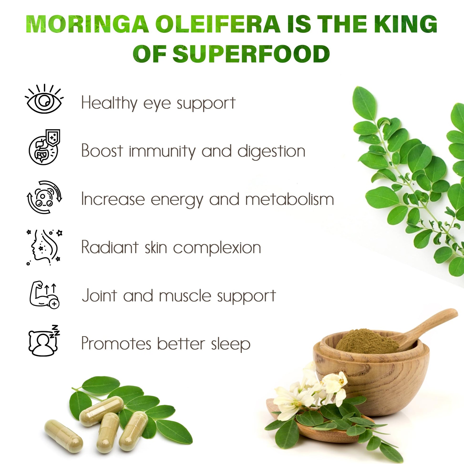 Moringa Capsules| Moringa Oleifera |10,000mg| 150 Capsules| 100% Pure| Non-GMO FitVitality Au supplements