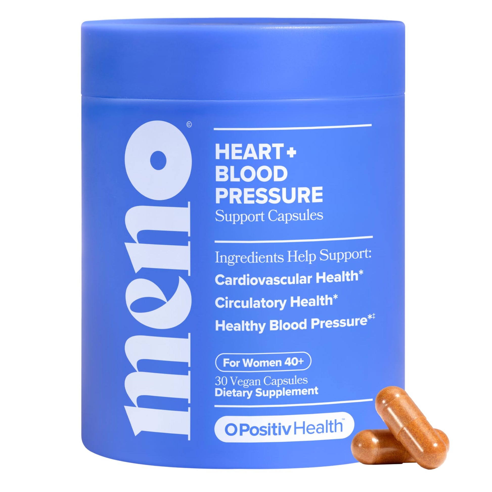 O Positiv MENO Heart + Blood Pressure Support Capsules – Daily Support for Healthy Circulation, Stress Management & Blood Pressure – with CoQ10, Beets, Pine Bark & Saffron – 30 Servings O Positiv Au supplements