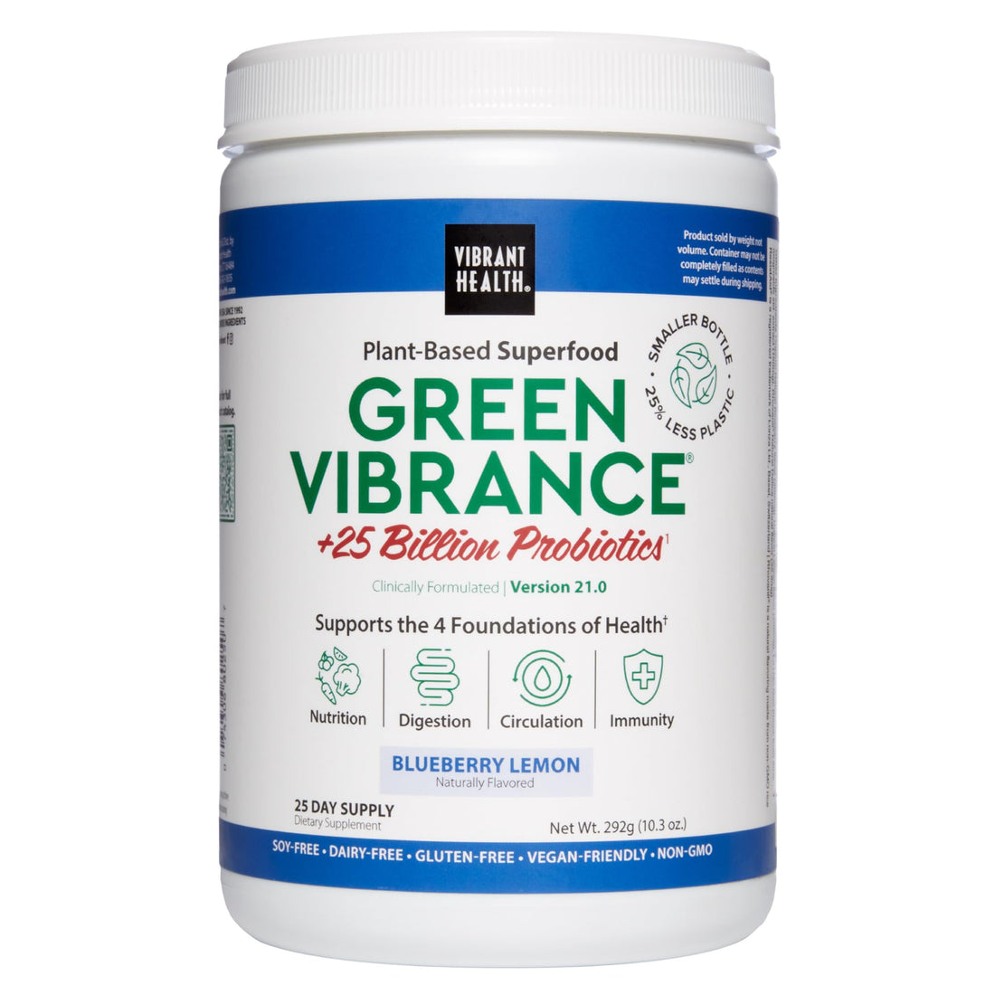 Vibrant Health, Green Vibrance, Superfoods Powder with 70+ Plant-Based Whole Foods & 25 Billion Probiotics Per Serving, Blueberry Lemon, 25 Servings Vibrant Health Au supplements